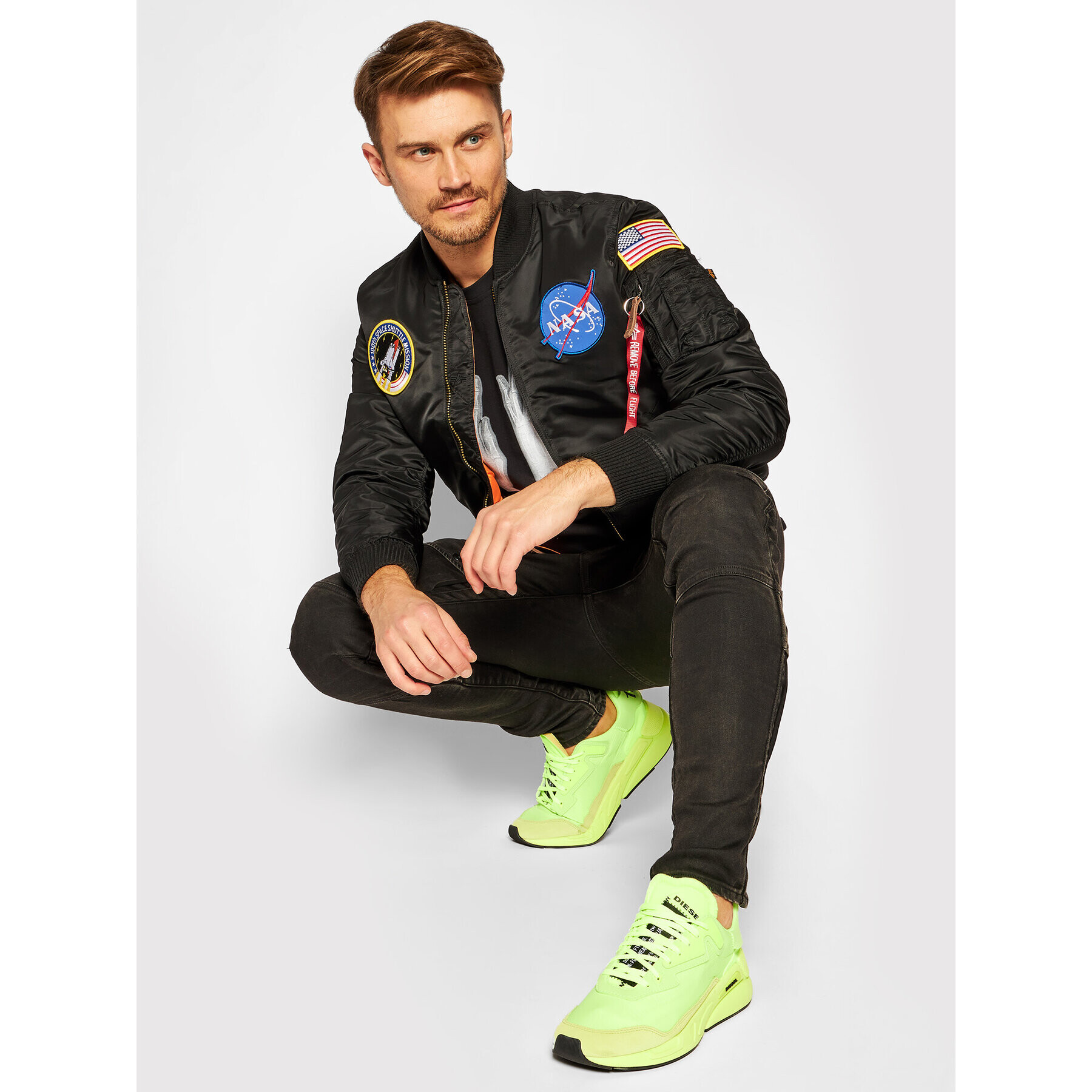 Alpha Industries Bomber bunda Nasa 166107 Čierna Regular Fit - Pepit.sk