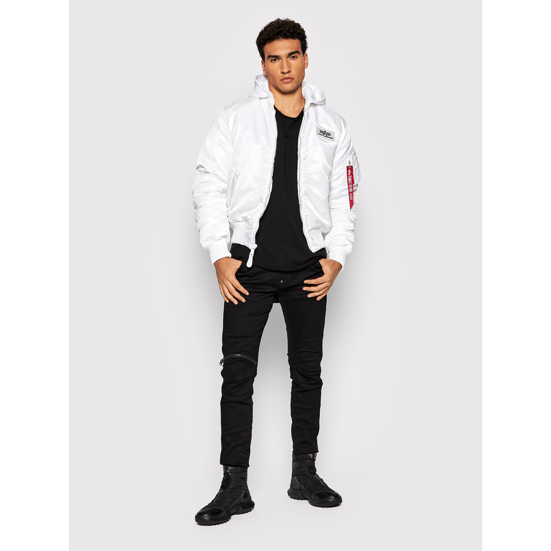 Alpha Industries Bundy bomber Back Print 128113 Biela Regular Fit - Pepit.sk