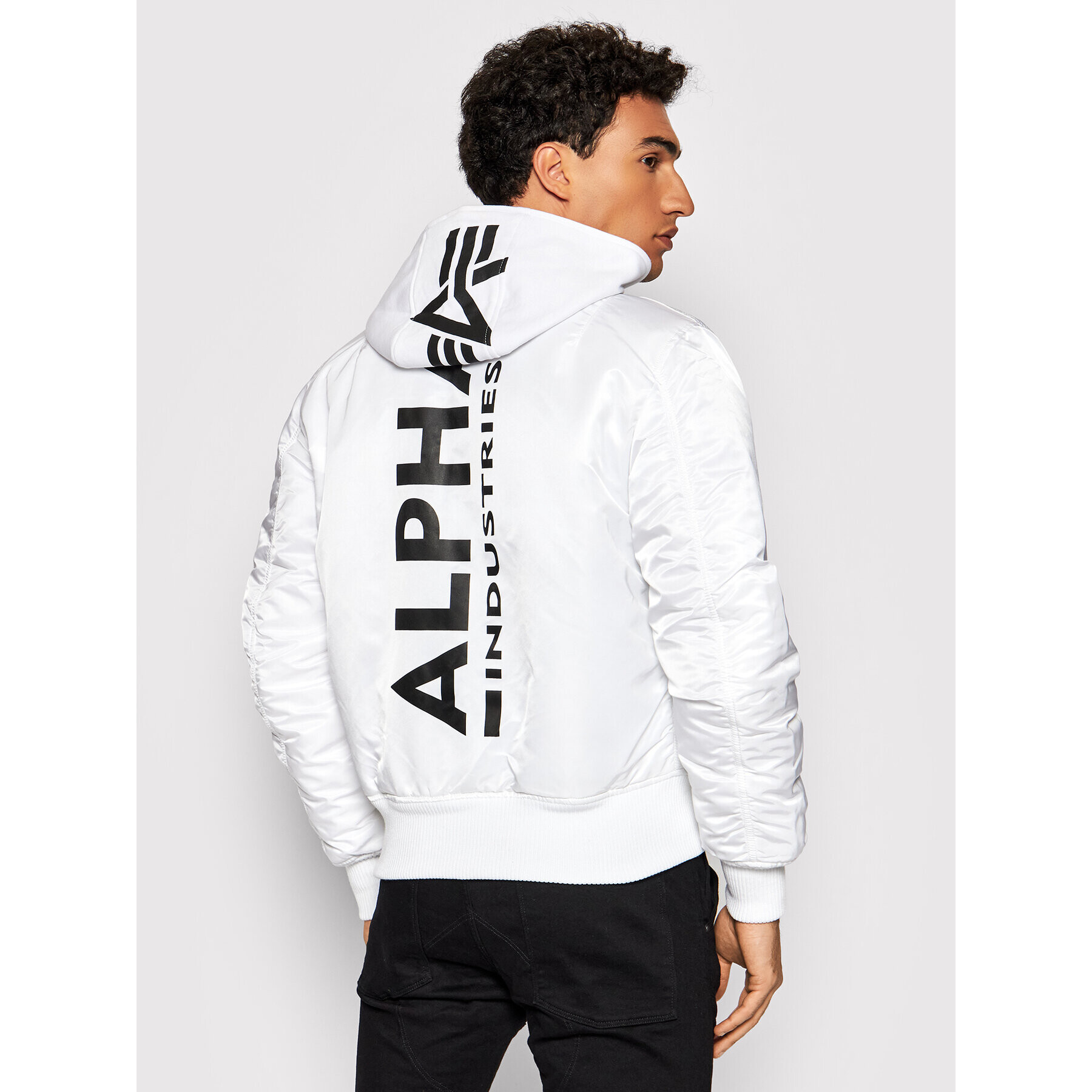 Alpha Industries Bundy bomber Back Print 128113 Biela Regular Fit - Pepit.sk