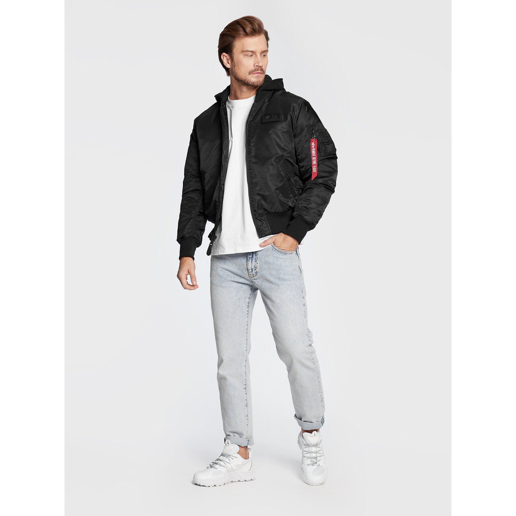 Alpha Industries Bundy bomber Back Print 128113 Čierna Regular Fit - Pepit.sk