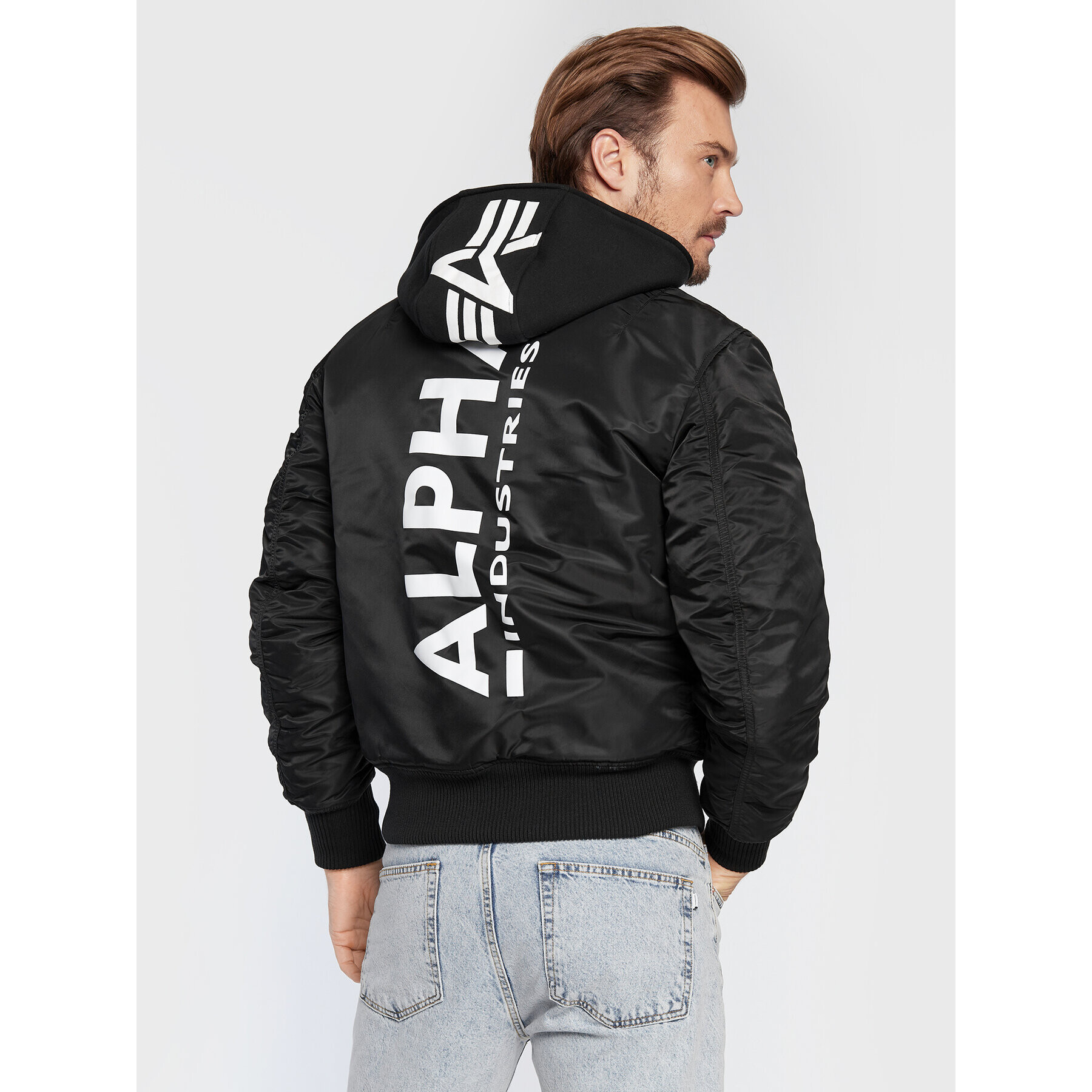 Alpha Industries Bundy bomber Back Print 128113 Čierna Regular Fit - Pepit.sk