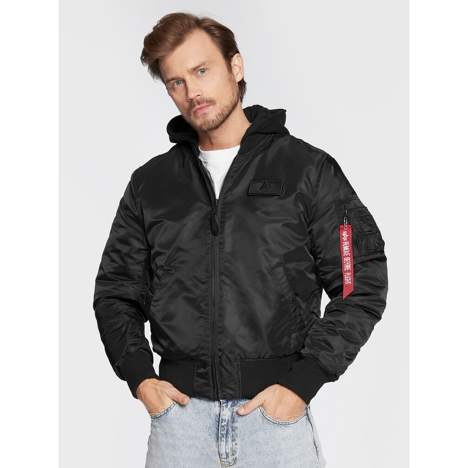 Alpha Industries Bundy bomber Back Print 128113 Čierna Regular Fit - Pepit.sk