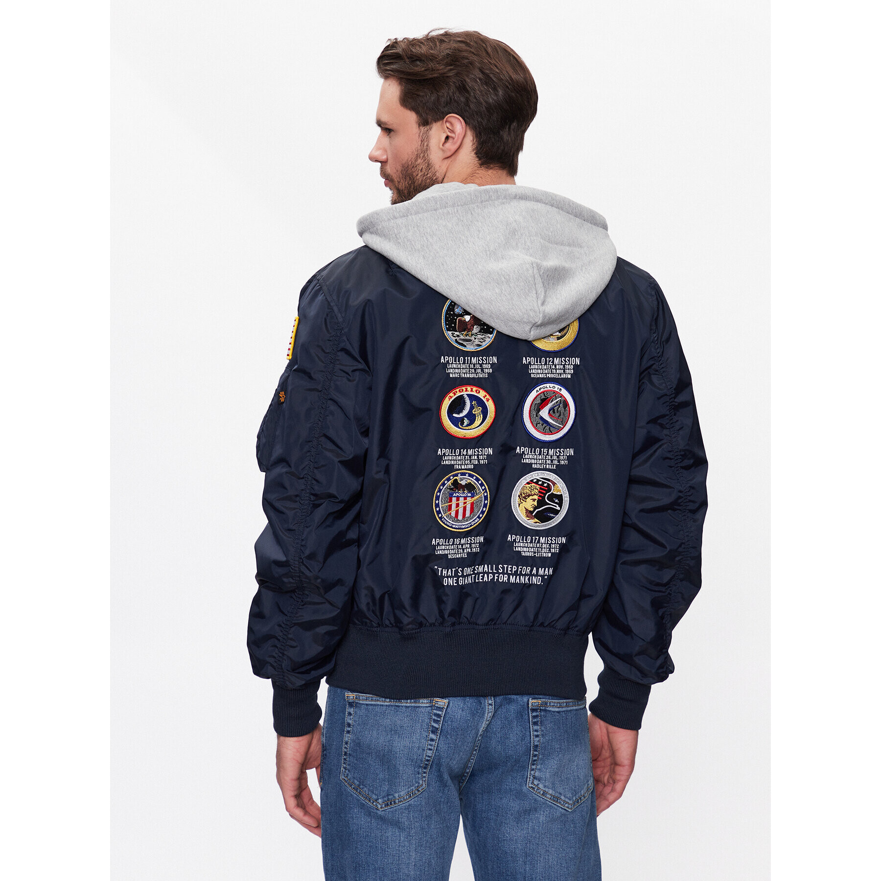 Alpha Industries Bundy bomber MA-1 Zip Hood Apollo 136106 Modrá Regular Fit - Pepit.sk