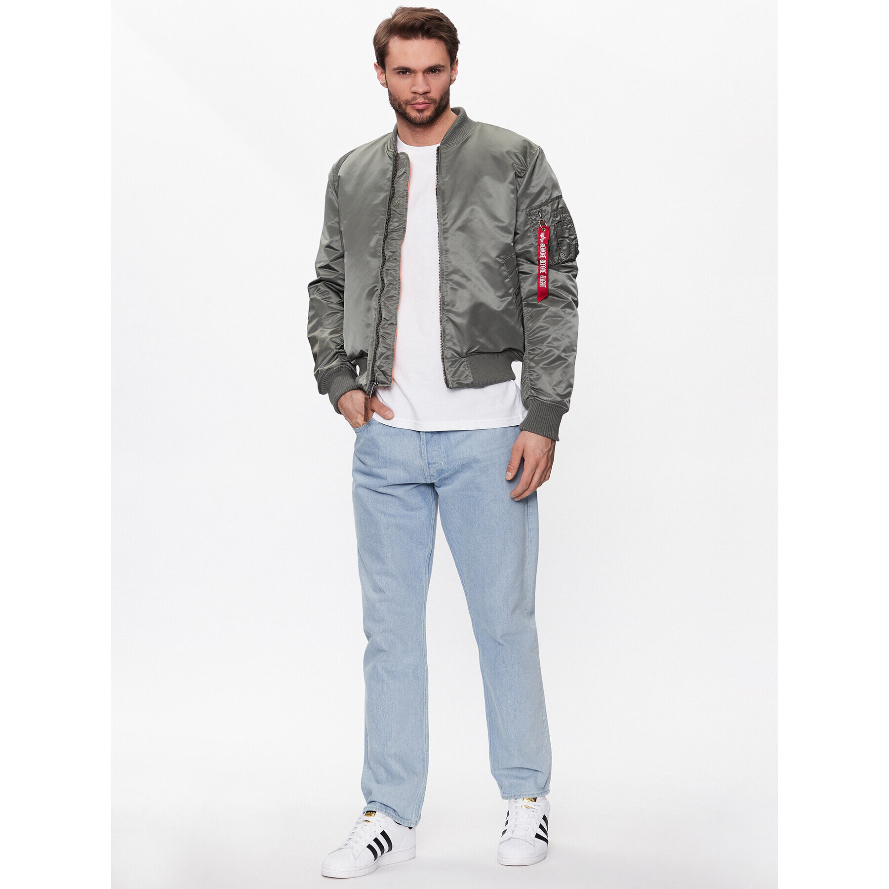 Alpha Industries Bundy bomber MA-1 191118 Sivá Slim Fit - Pepit.sk