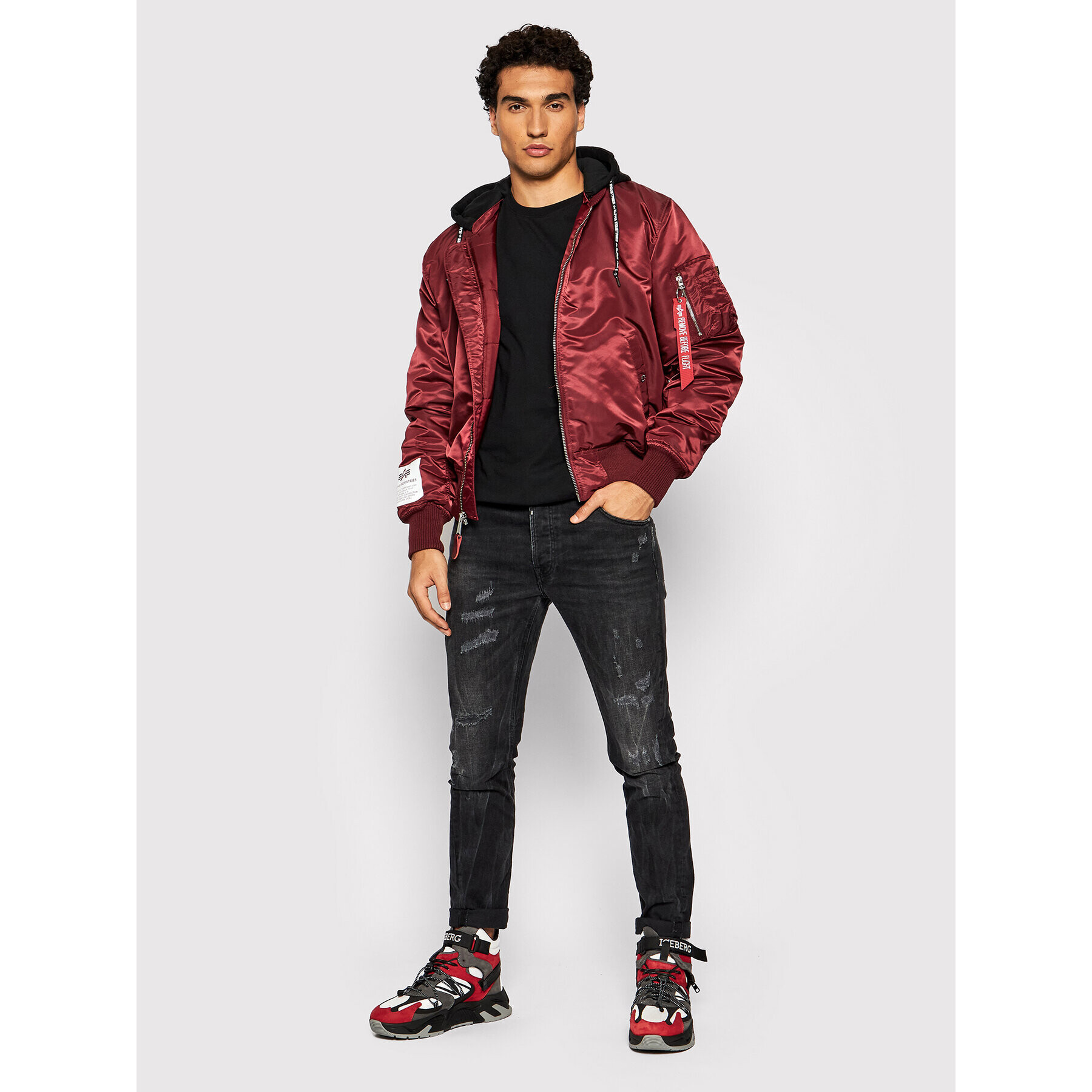 Alpha Industries Bundy bomber Ma-1 Zhp 118101 Bordová Regular Fit - Pepit.sk