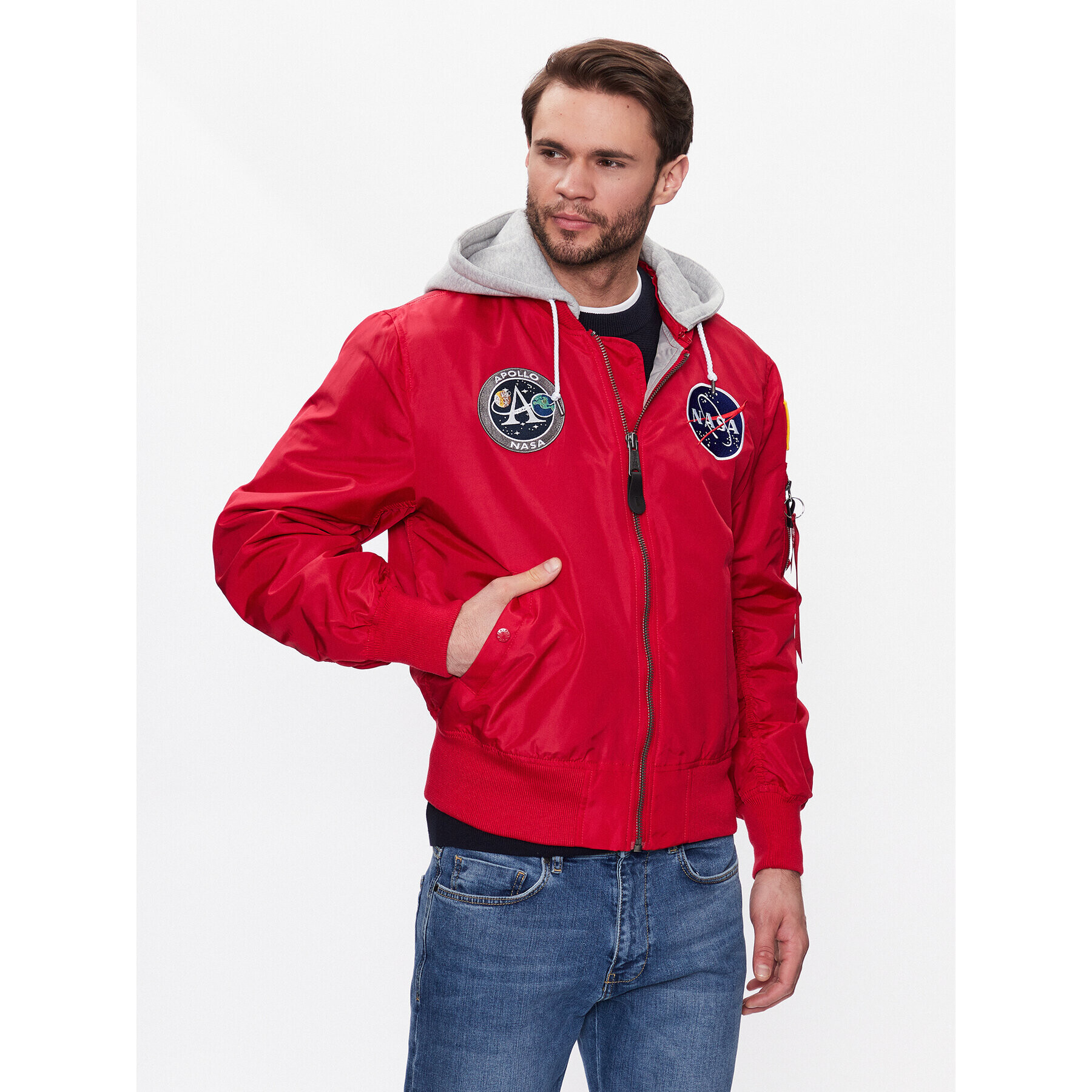 Alpha Industries Bundy bomber MA-1 Zip Hood Apollo 136106 Červená Regular Fit - Pepit.sk