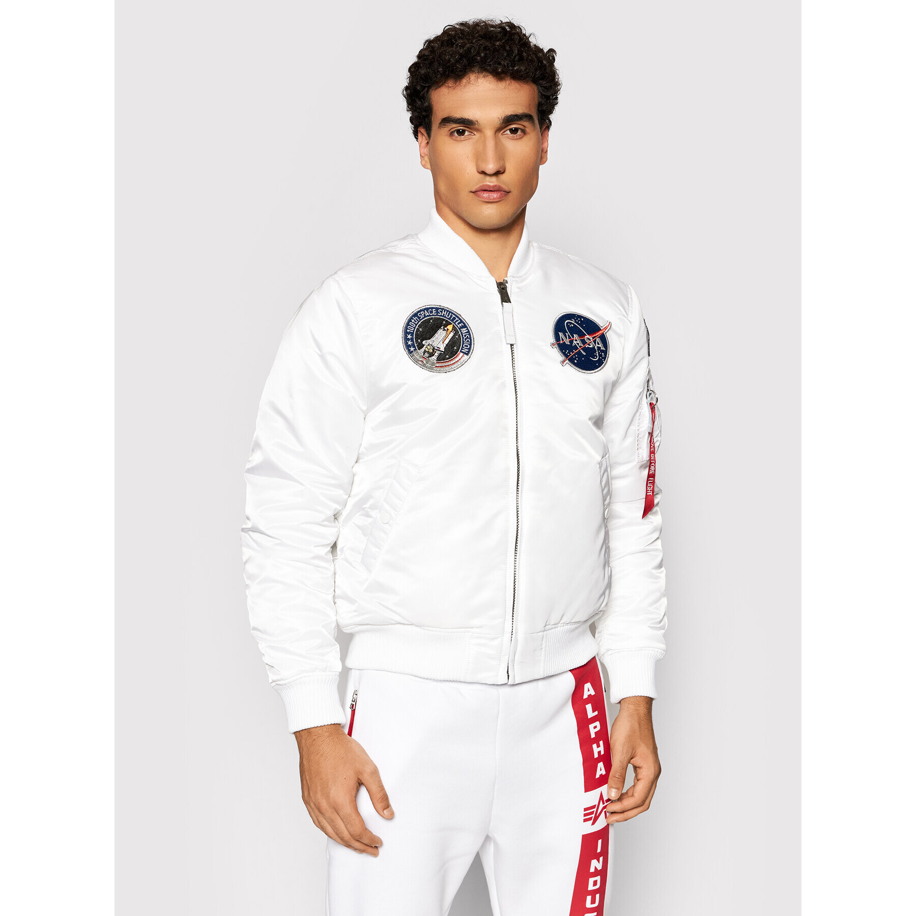 Alpha Industries Bundy bomber Nasa 166107LP Biela Slim Fit - Pepit.sk