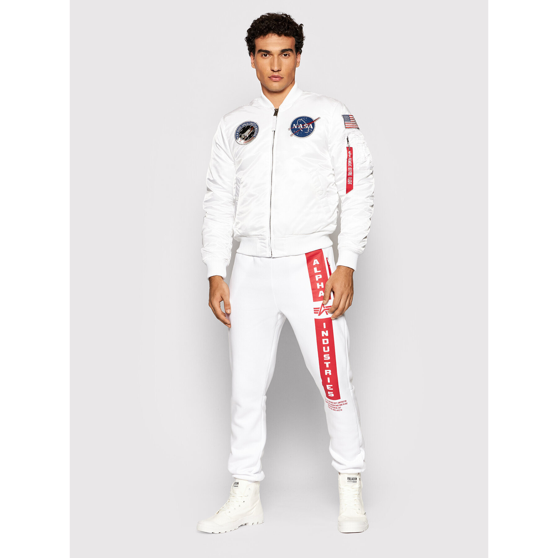 Alpha Industries Bundy bomber Nasa 166107LP Biela Slim Fit - Pepit.sk