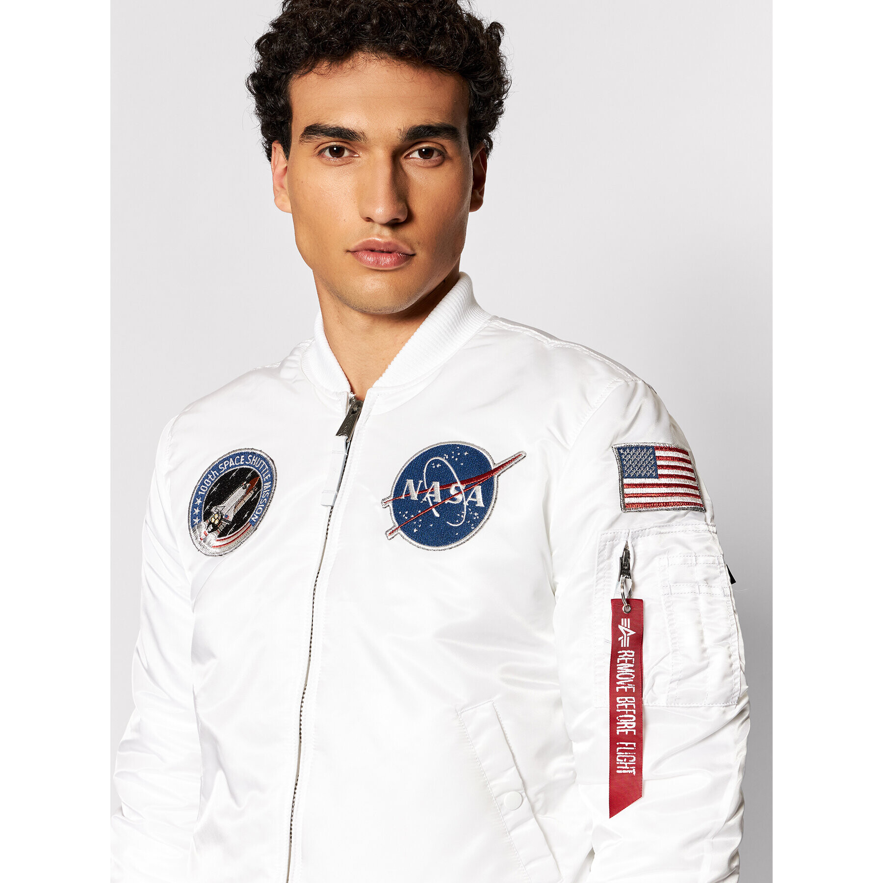 Alpha Industries Bundy bomber Nasa 166107LP Biela Slim Fit - Pepit.sk