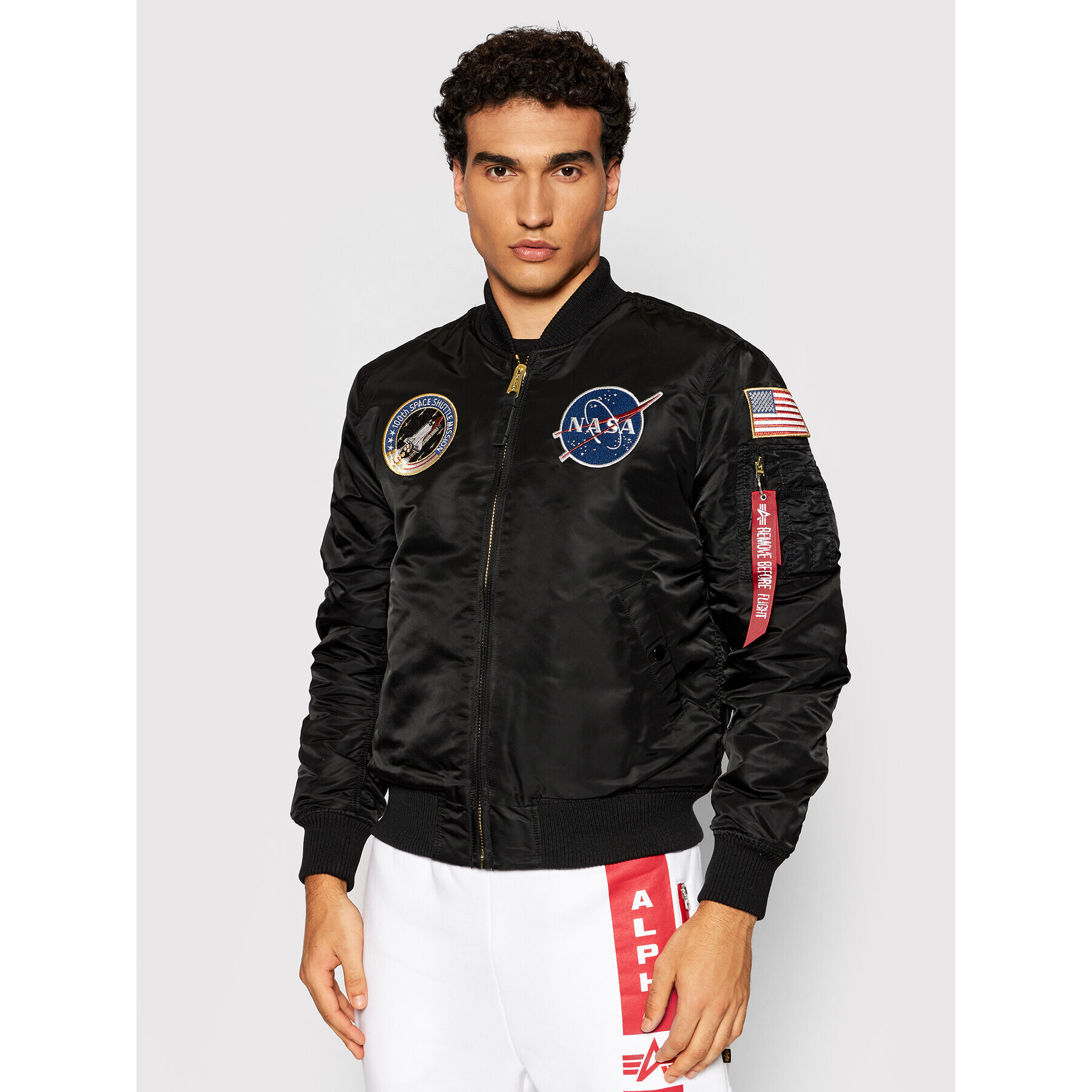 Alpha Industries Bundy bomber Nasa 166107LP Čierna Slim Fit - Pepit.sk