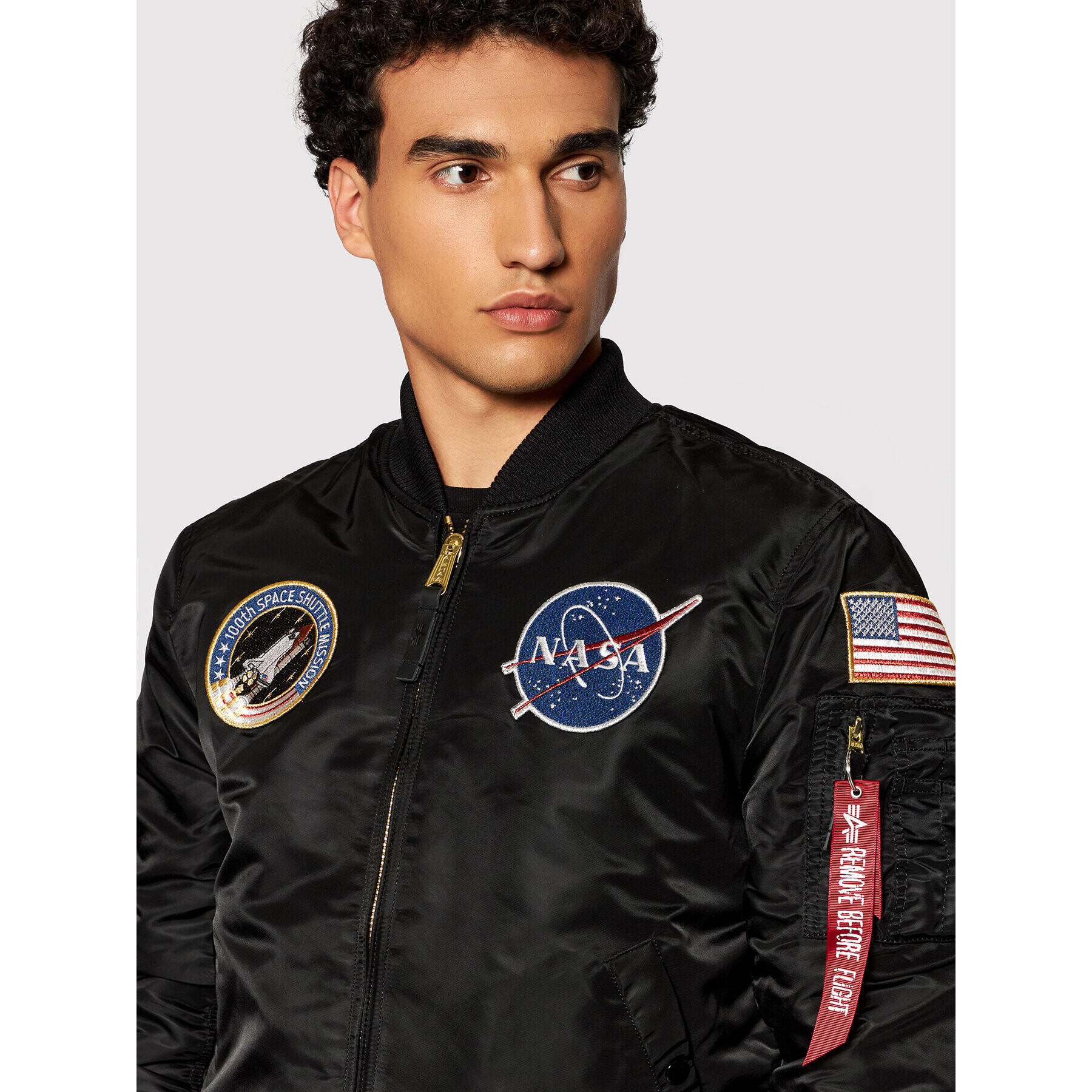 Alpha Industries Bundy bomber Nasa 166107LP Čierna Slim Fit - Pepit.sk