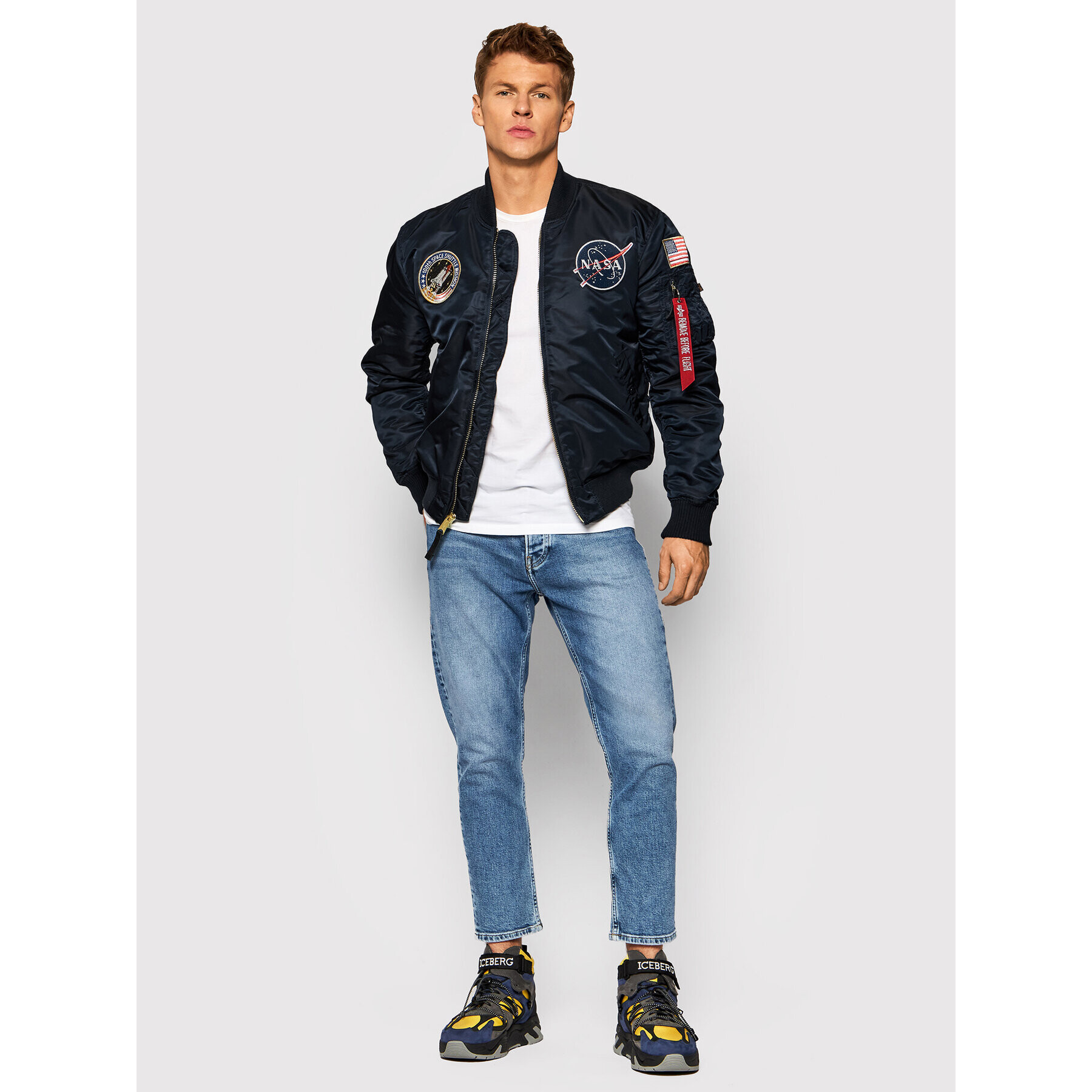 Alpha Industries Bundy bomber Nasa 166107LP Tmavomodrá Slim Fit - Pepit.sk