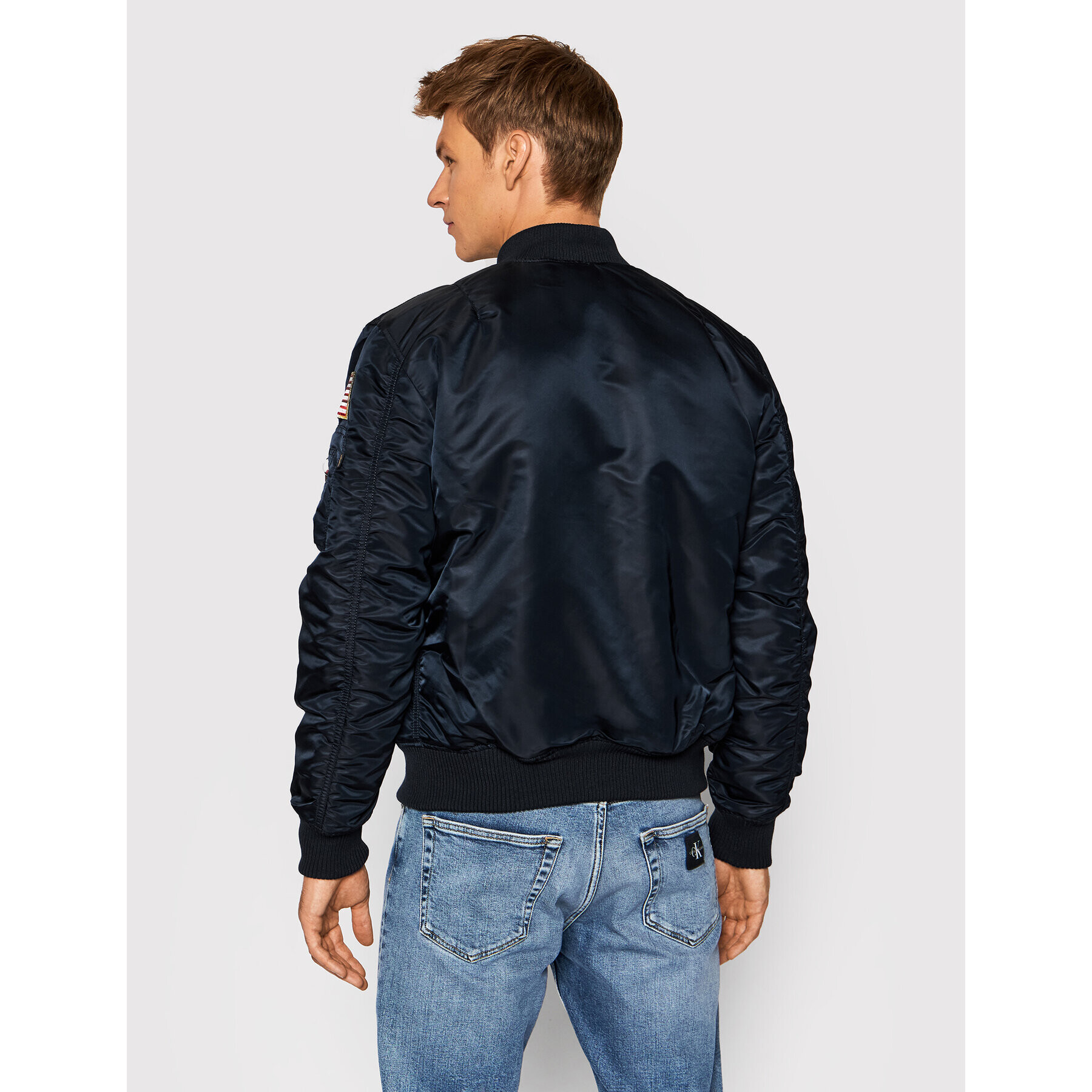 Alpha Industries Bundy bomber Nasa 166107LP Tmavomodrá Slim Fit - Pepit.sk