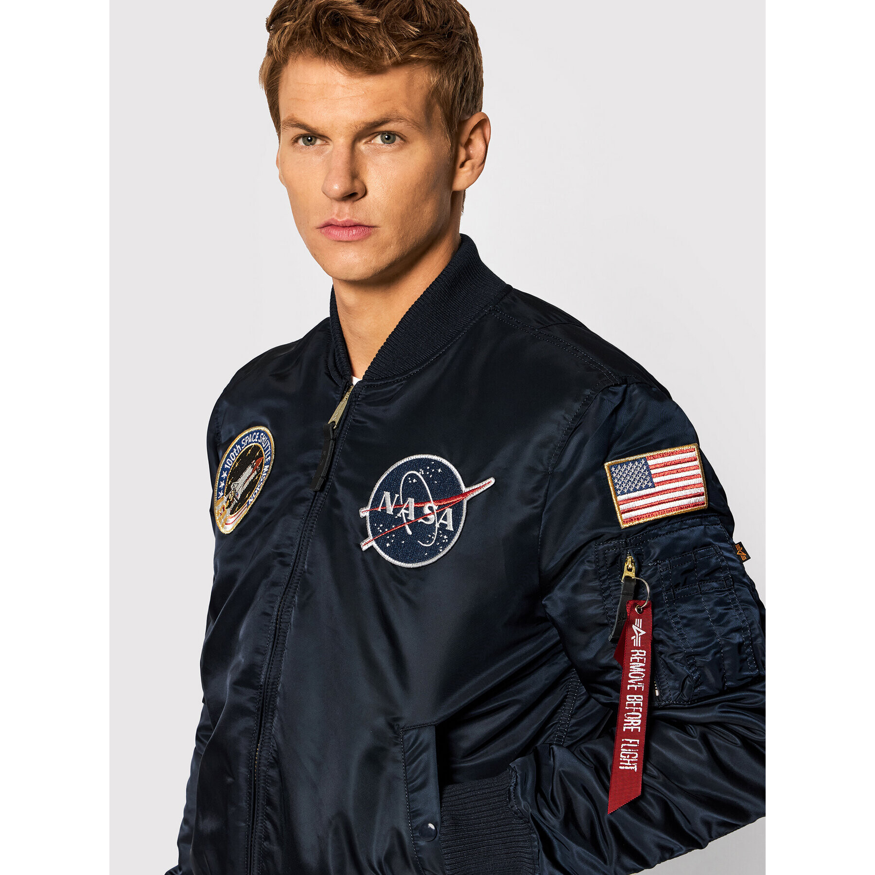 Alpha Industries Bundy bomber Nasa 166107LP Tmavomodrá Slim Fit - Pepit.sk