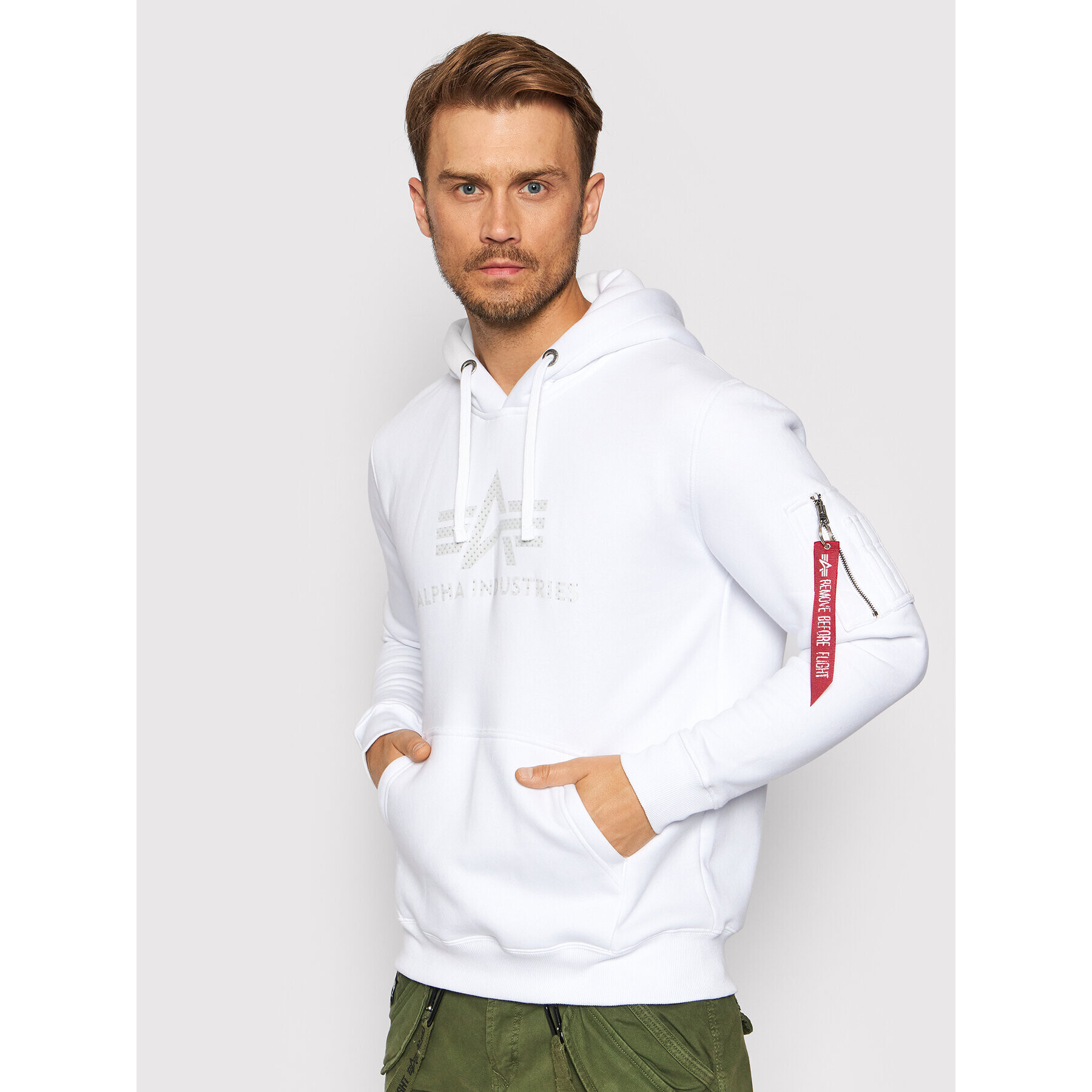 Alpha Industries Mikina 3D Logo 128341 Biela Regular Fit - Pepit.sk