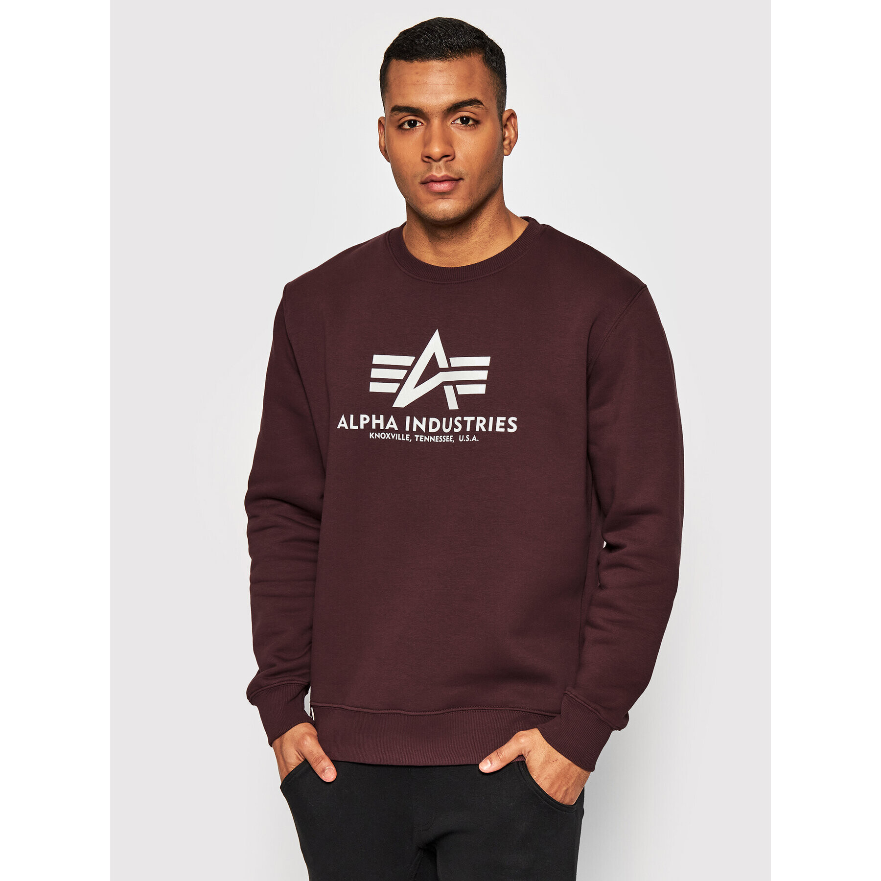 Alpha Industries Mikina Basic 178302 Bordová Regular Fit - Pepit.sk