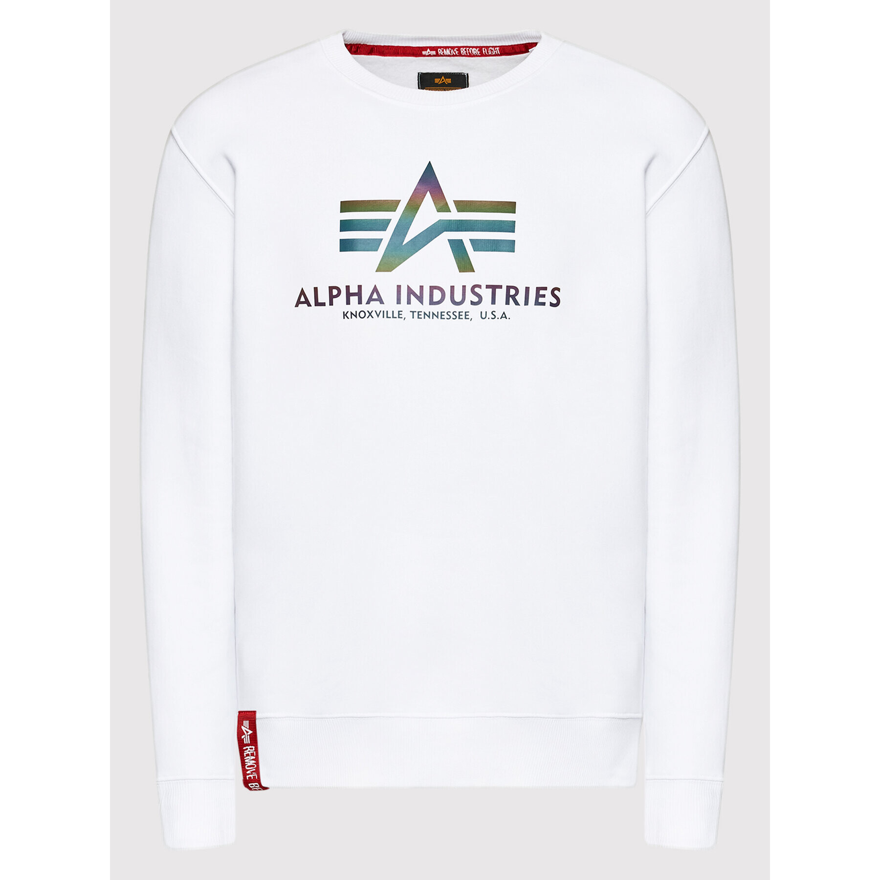 Alpha Industries Mikina Basic Rainbow Print 178302RR Biela Regular Fit - Pepit.sk