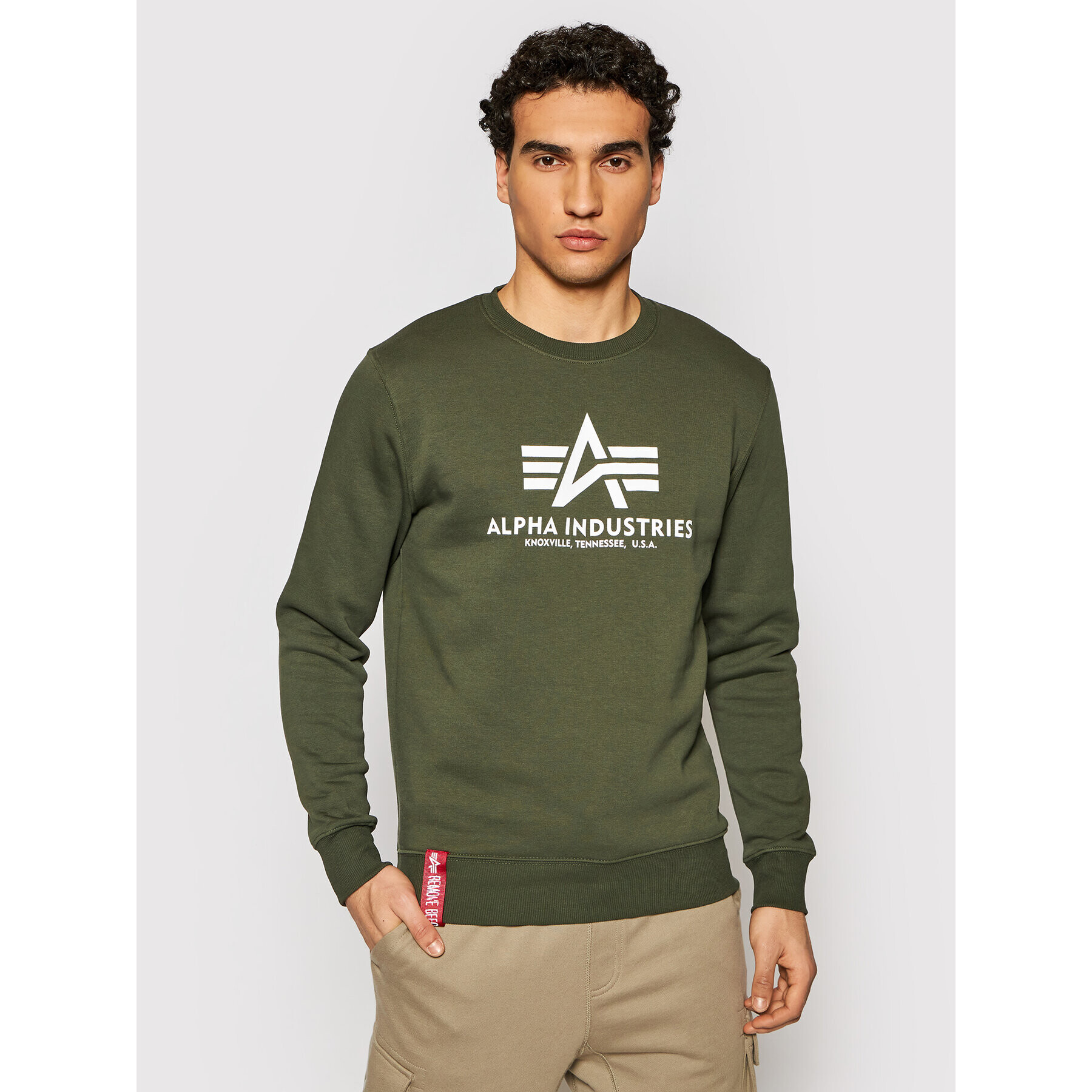 Alpha Industries Mikina Basic Sweater 178302 Zelená Regular Fit - Pepit.sk