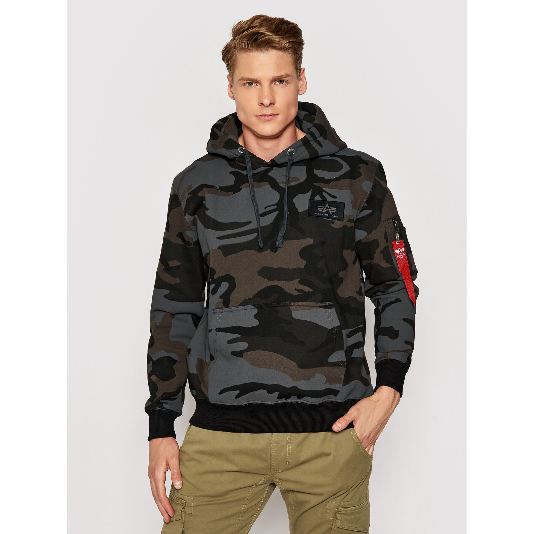 Alpha Industries Mikina Print Camo 178318C Sivá Regular Fit - Pepit.sk