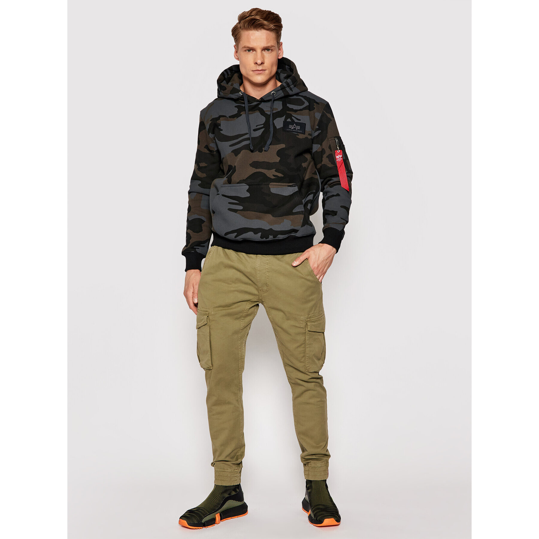 Alpha Industries Mikina Print Camo 178318C Sivá Regular Fit - Pepit.sk