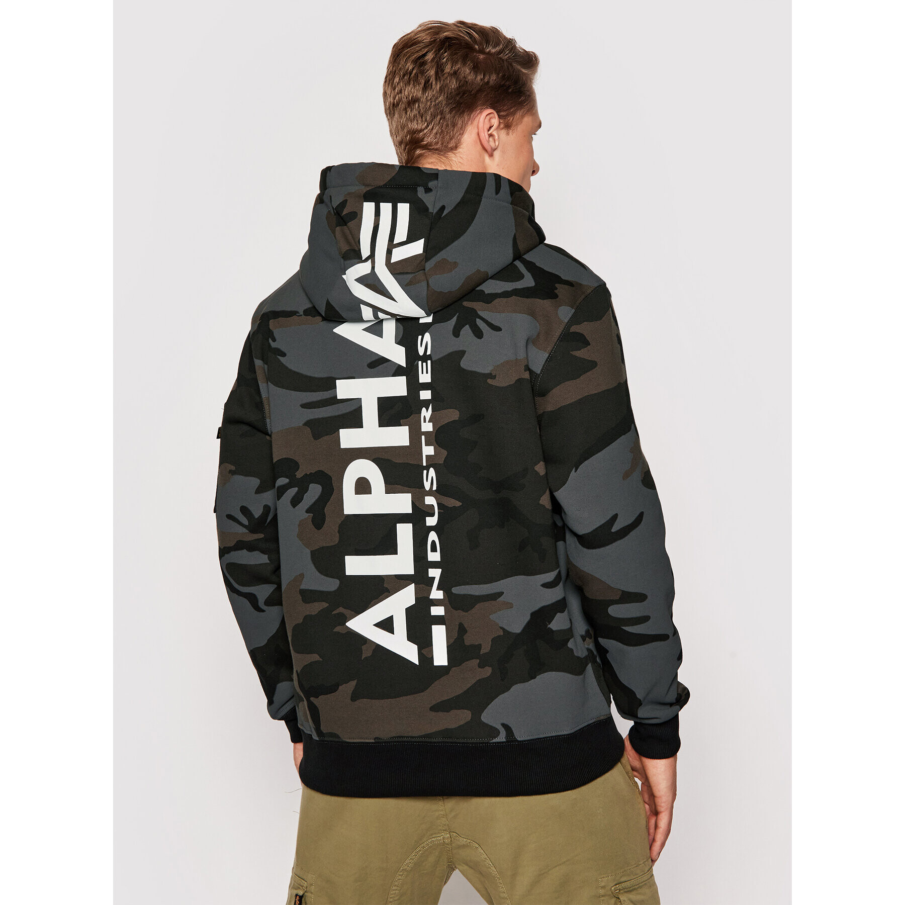 Alpha Industries Mikina Print Camo 178318C Sivá Regular Fit - Pepit.sk