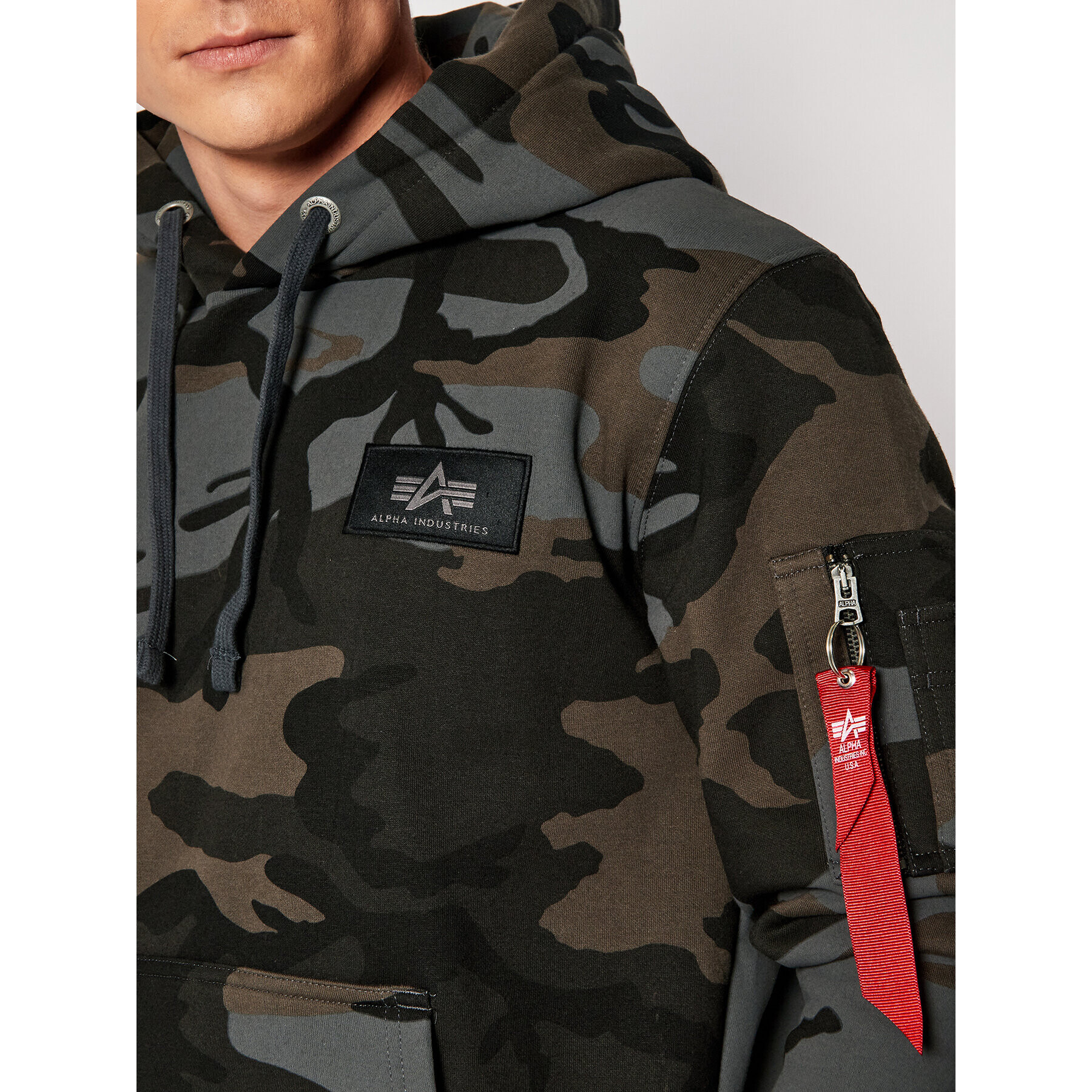 Alpha Industries Mikina Print Camo 178318C Sivá Regular Fit - Pepit.sk