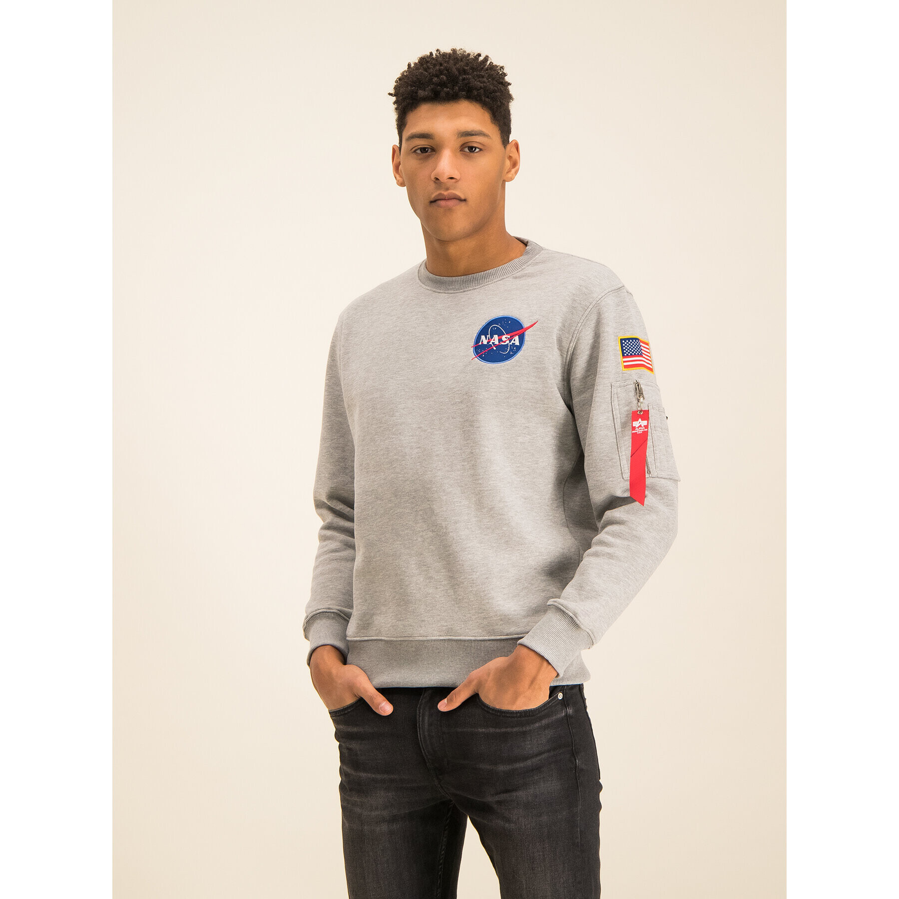 Alpha Industries Mikina Space Shuttle 178307 Sivá Regular Fit - Pepit.sk