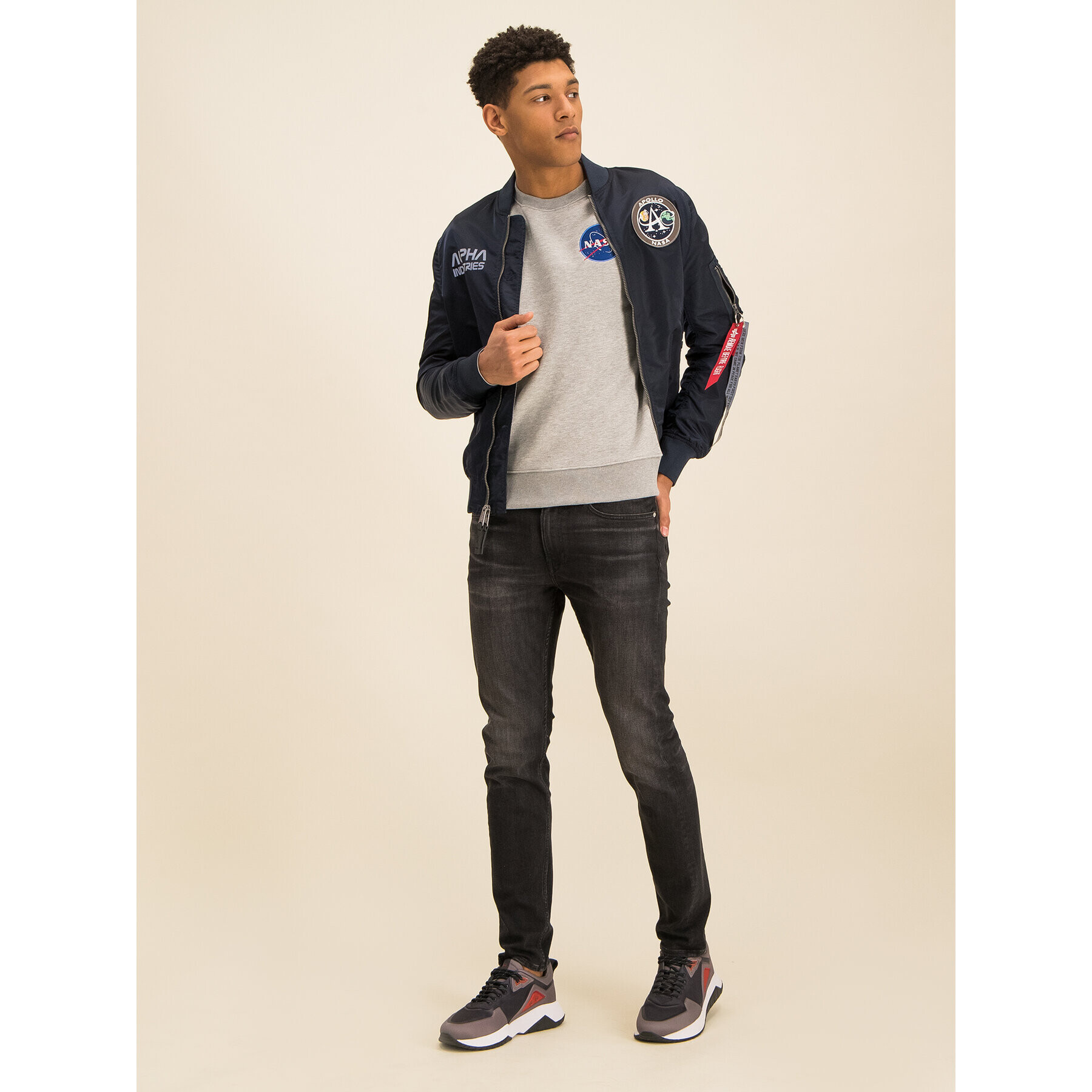 Alpha Industries Mikina Space Shuttle 178307 Sivá Regular Fit - Pepit.sk