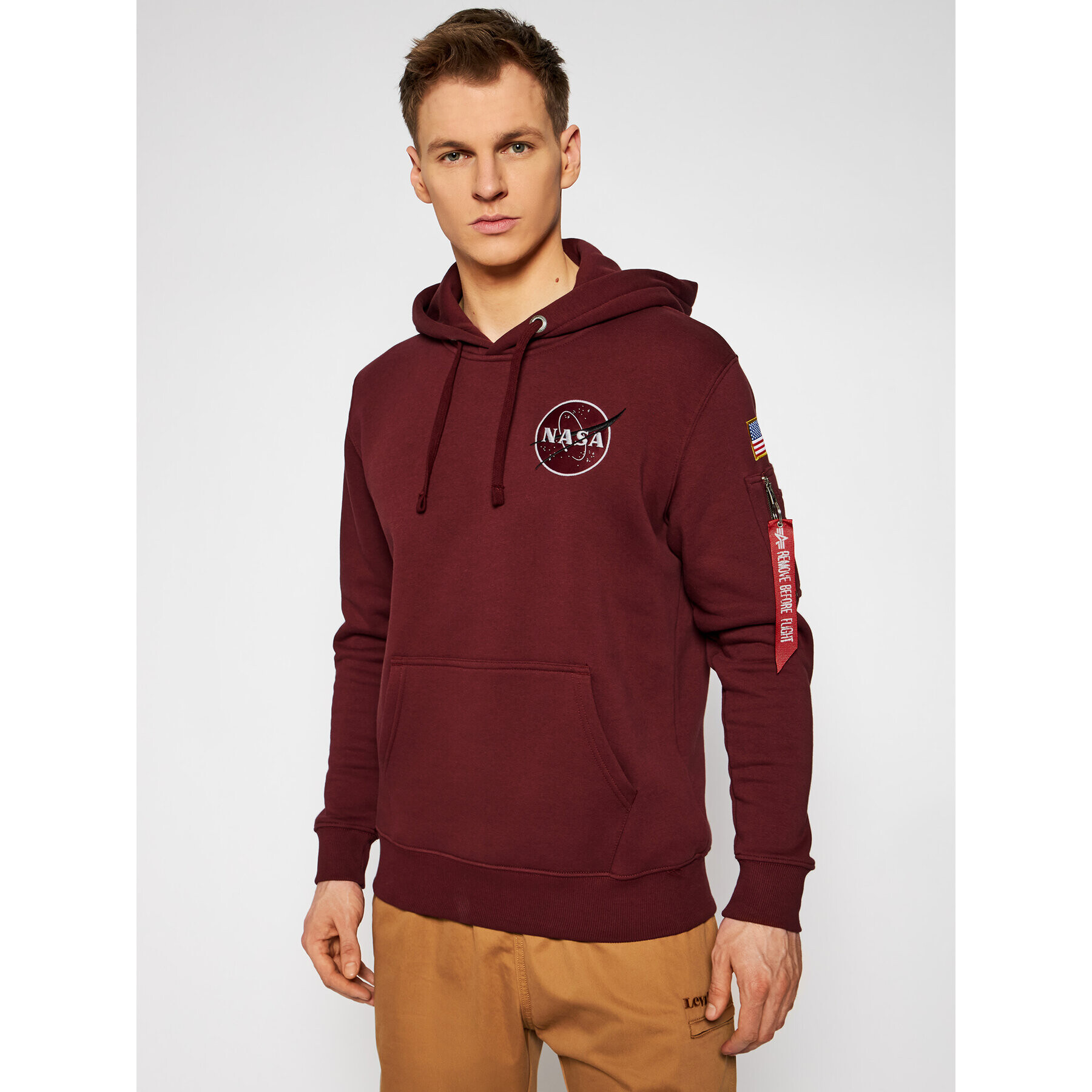 Alpha Industries Mikina Space Shuttle 178317 Bordová Regular Fit - Pepit.sk