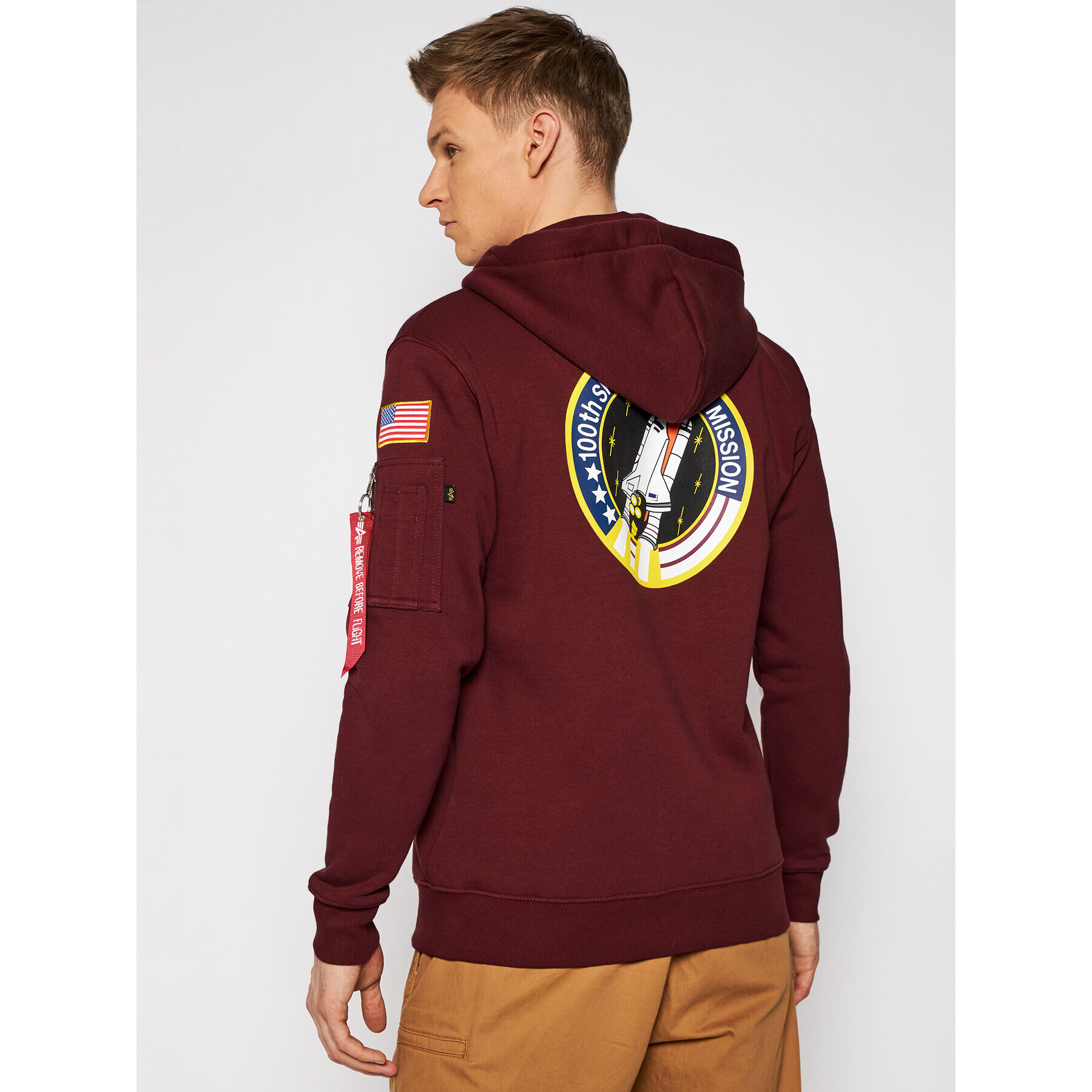 Alpha Industries Mikina Space Shuttle 178317 Bordová Regular Fit - Pepit.sk