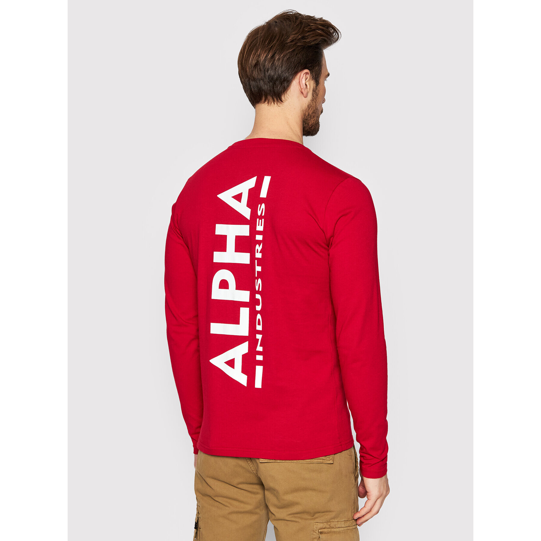 Alpha Industries S dlhými rukávmi Back Print Heavy 116571 Červená Regular Fit - Pepit.sk