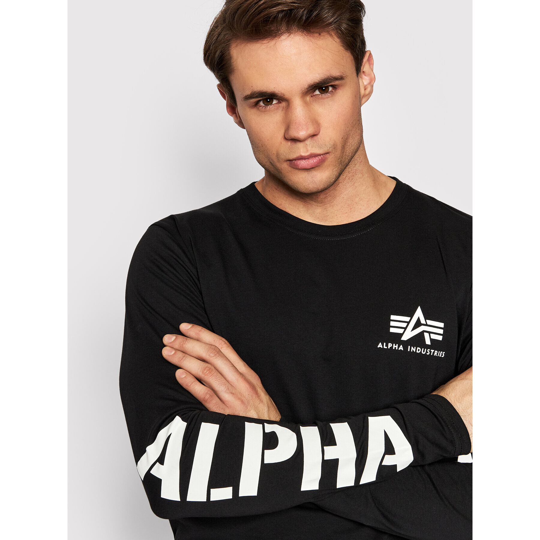 Alpha Industries S dlhými rukávmi Print Heavy 116570 Čierna Regular Fit - Pepit.sk