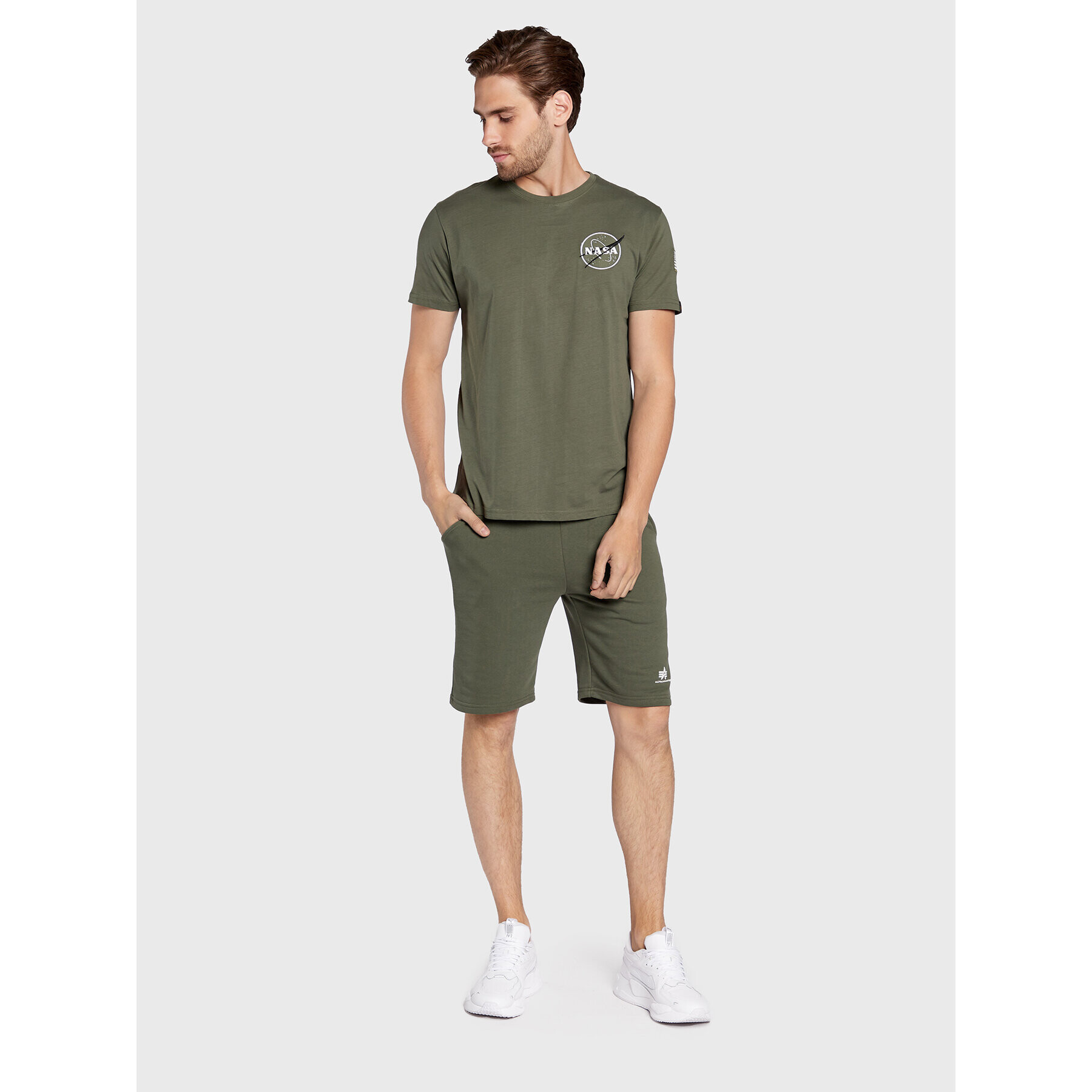 Alpha Industries Športové kraťasy Basic 116363 Zelená Regular Fit - Pepit.sk