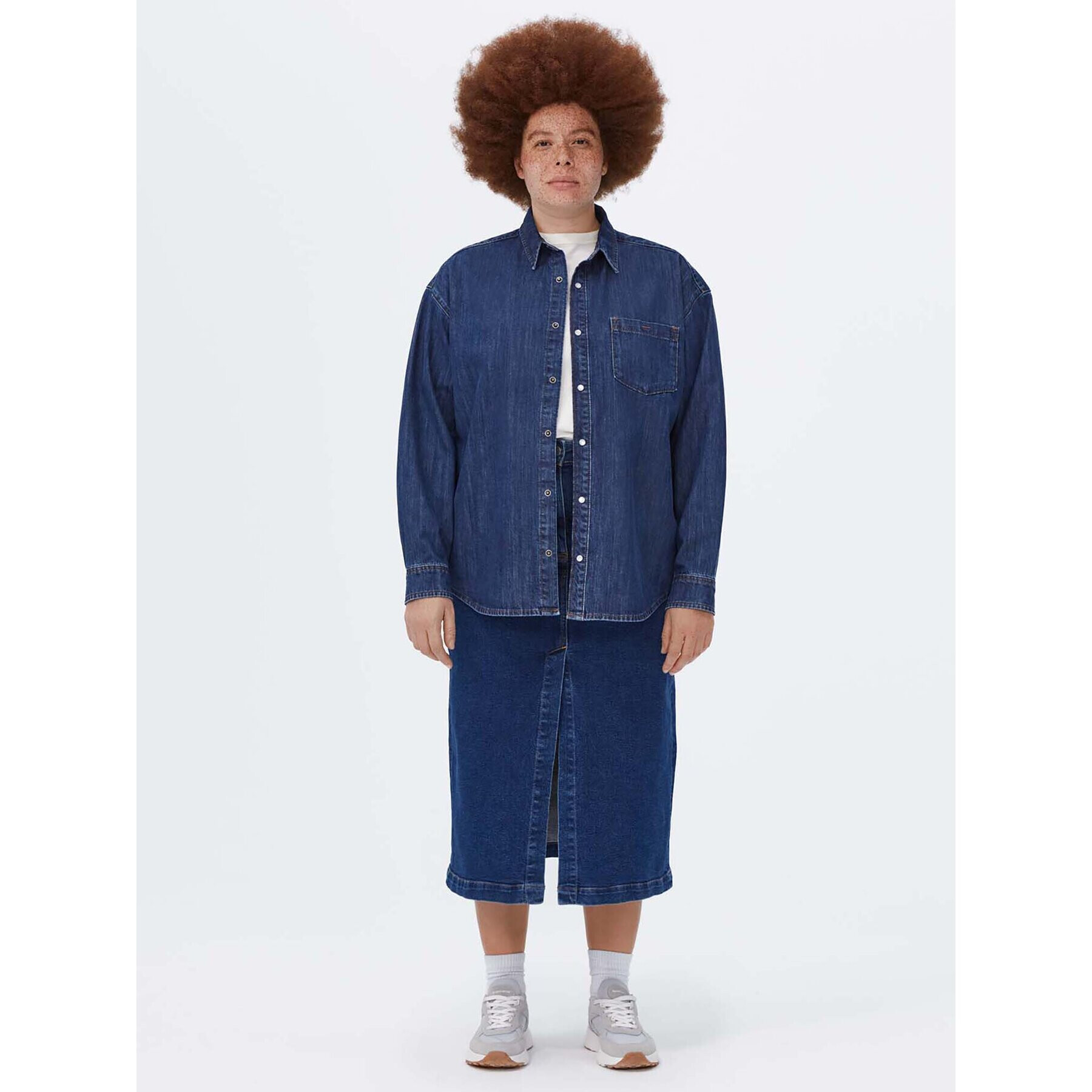 Americanos džínsová košeľa Unisex Michigan Tmavomodrá Oversize - Pepit.sk