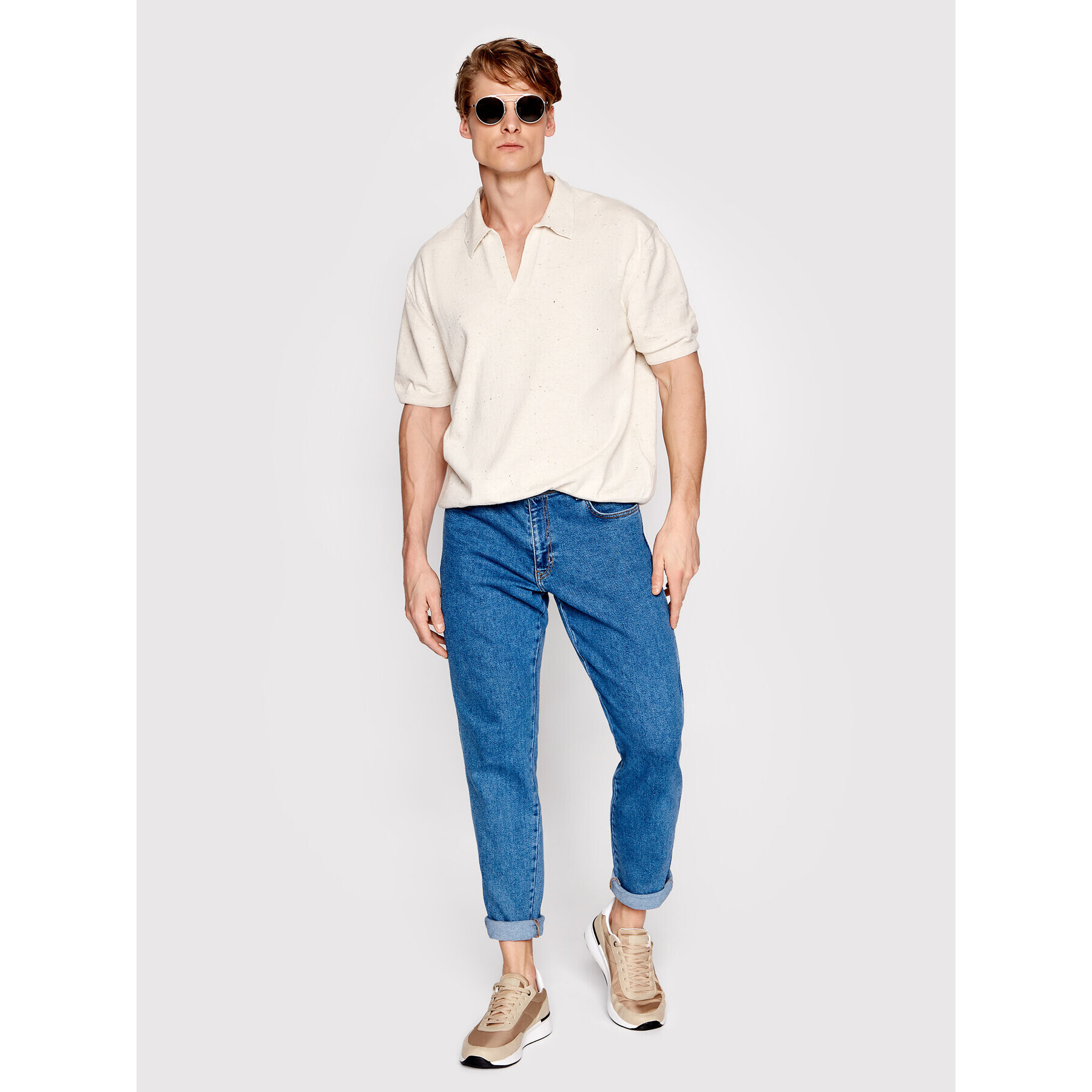 Americanos Polokošeľa Unisex Panama Biela Relaxed Fit - Pepit.sk