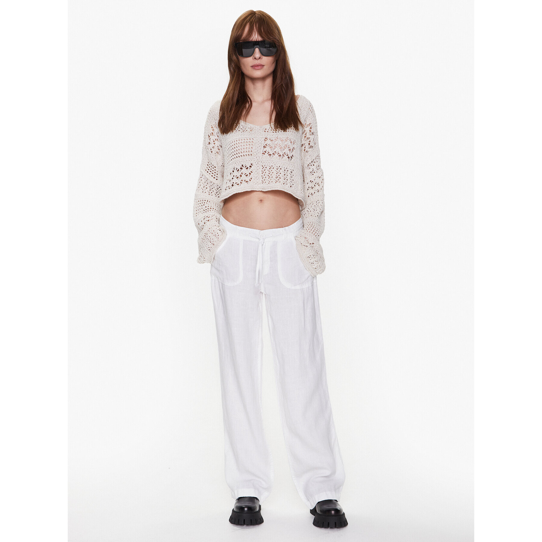 BDG Urban Outfitters Bavlnené nohavice BDG LINEN FIVE POCKET 76475037 Biela - Pepit.sk