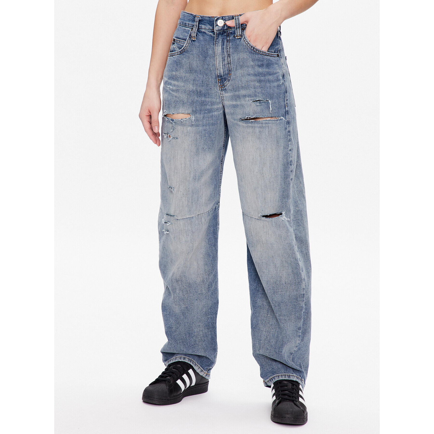 BDG Urban Outfitters Džínsy BDG LOGAN CINCH RIPPED 76473453 Tmavomodrá Relaxed Fit - Pepit.sk