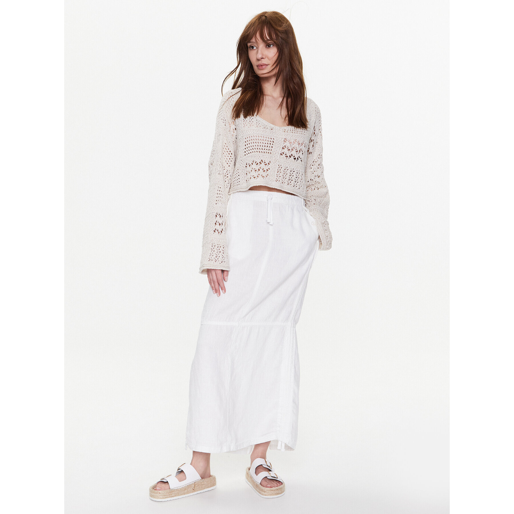 BDG Urban Outfitters Maxi sukňa BDG BAGGY LINEN SKIRT 76472083 Biela - Pepit.sk