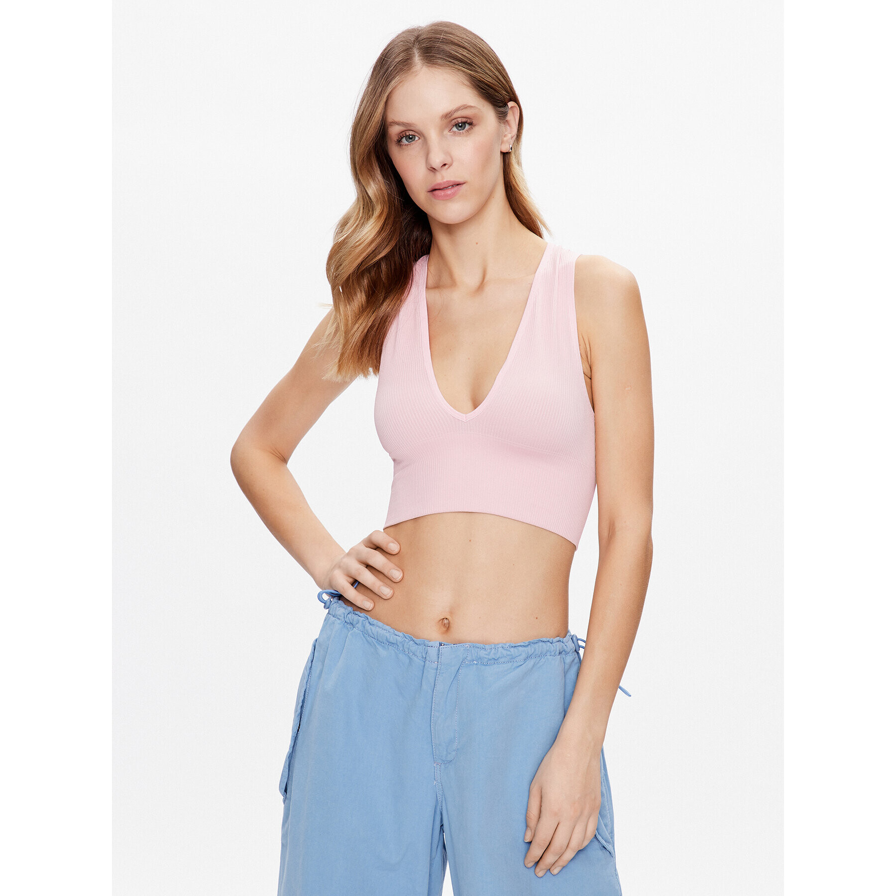 BDG Urban Outfitters Top BDG JOSIE 74196072 Ružová Slim Fit - Pepit.sk