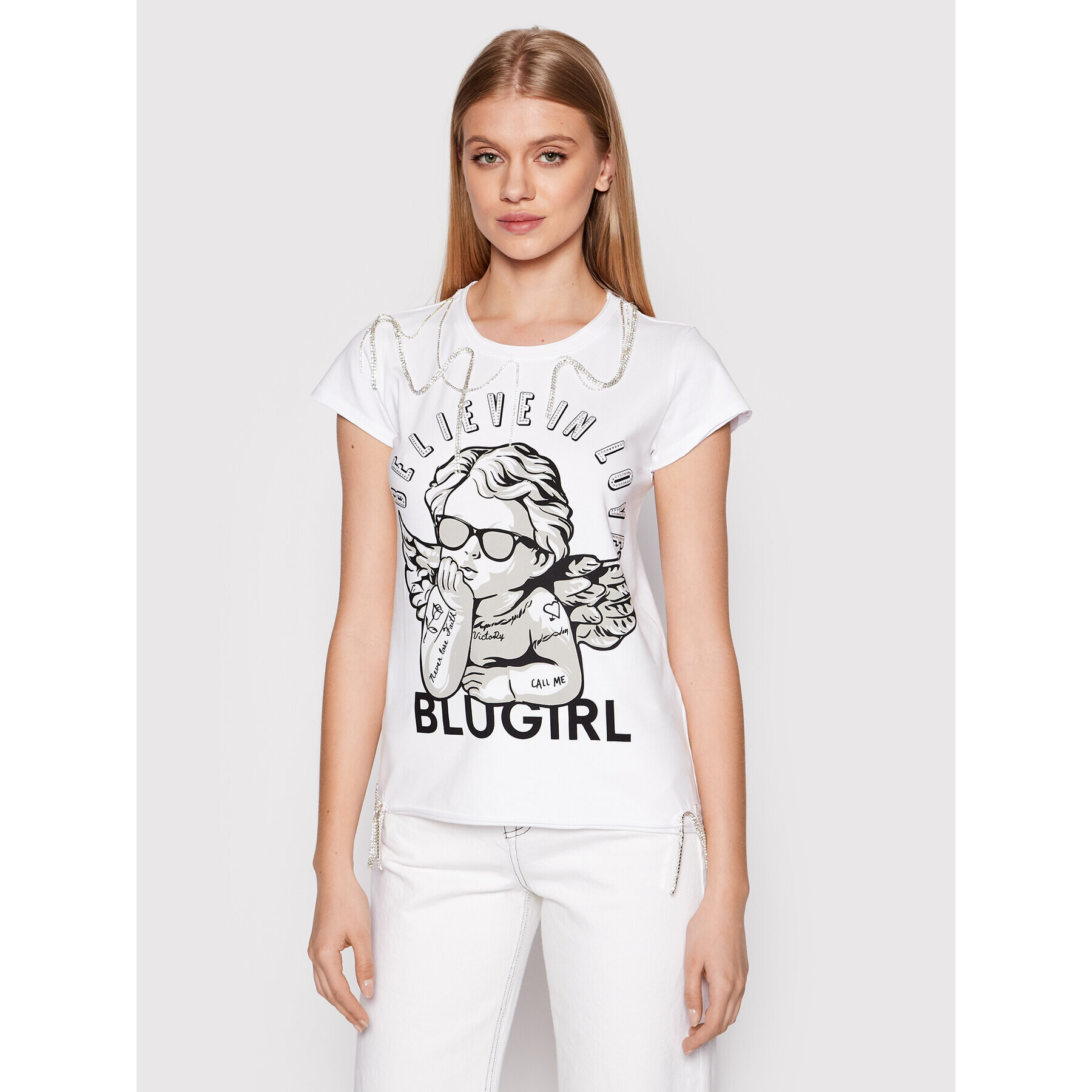 Blugirl Blumarine Tričko RA2185-J6450 Biela Regular Fit - Pepit.sk