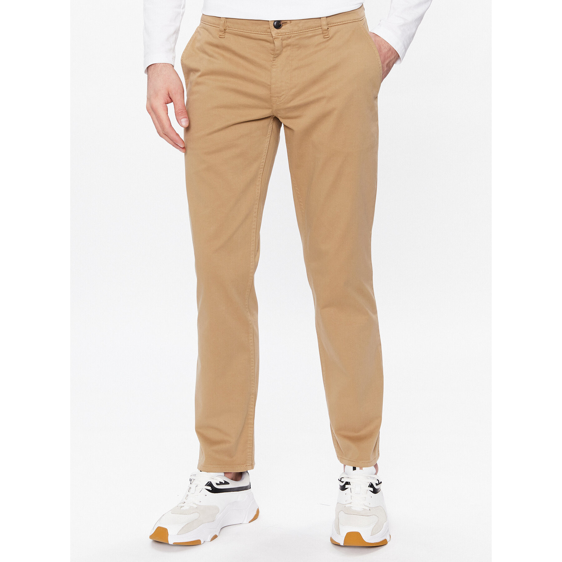 Boss Bavlnené nohavice 50470813 Béžová Slim Fit - Pepit.sk