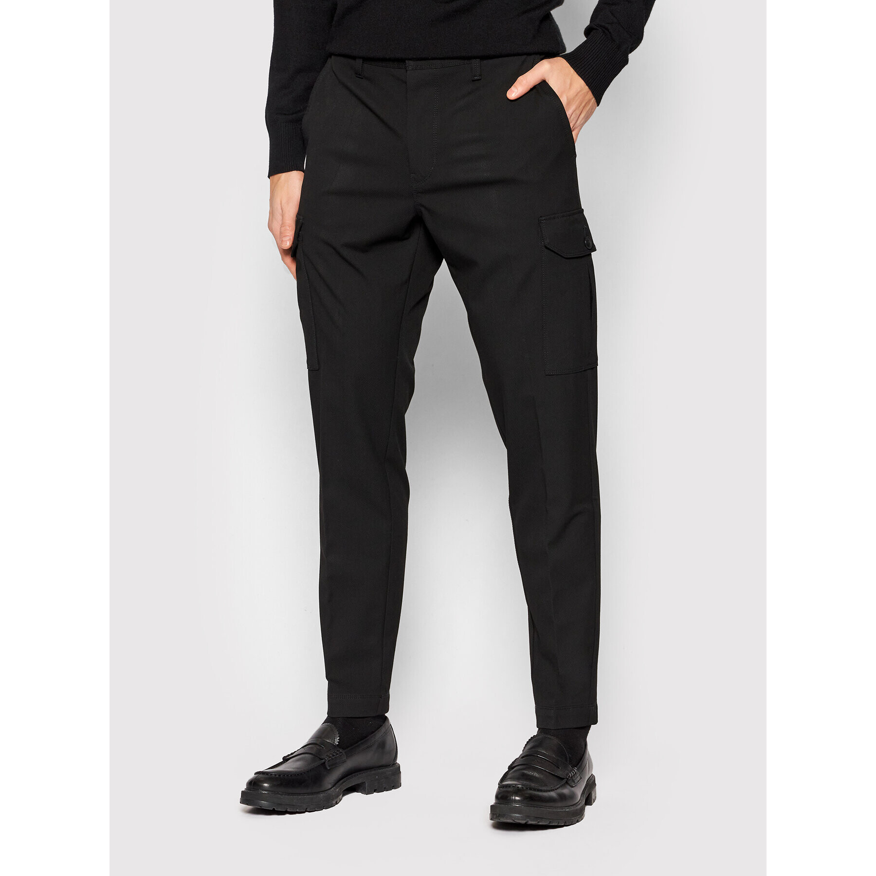 Boss Bavlnené nohavice Taber 50462868 Čierna Slim Fit - Pepit.sk