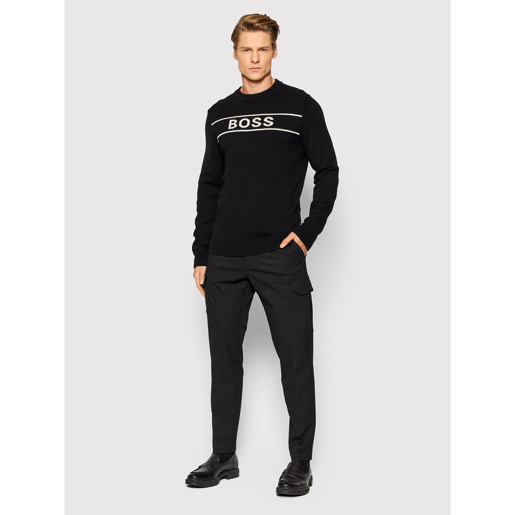 Boss Bavlnené nohavice Taber 50462868 Čierna Slim Fit - Pepit.sk