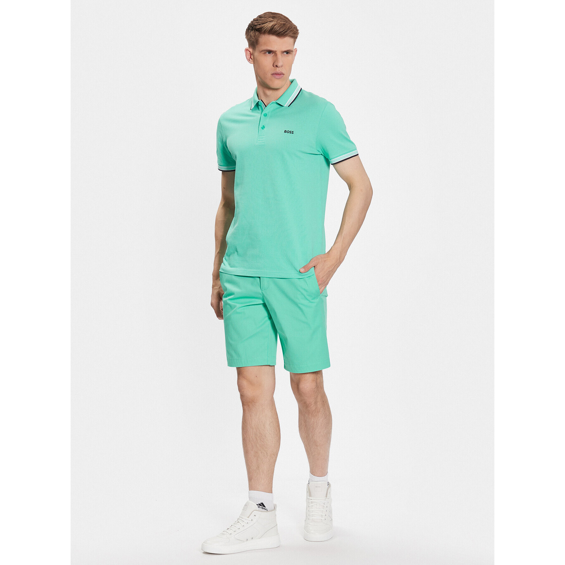 Boss Bavlnené šortky 50487534 Zelená Slim Fit - Pepit.sk