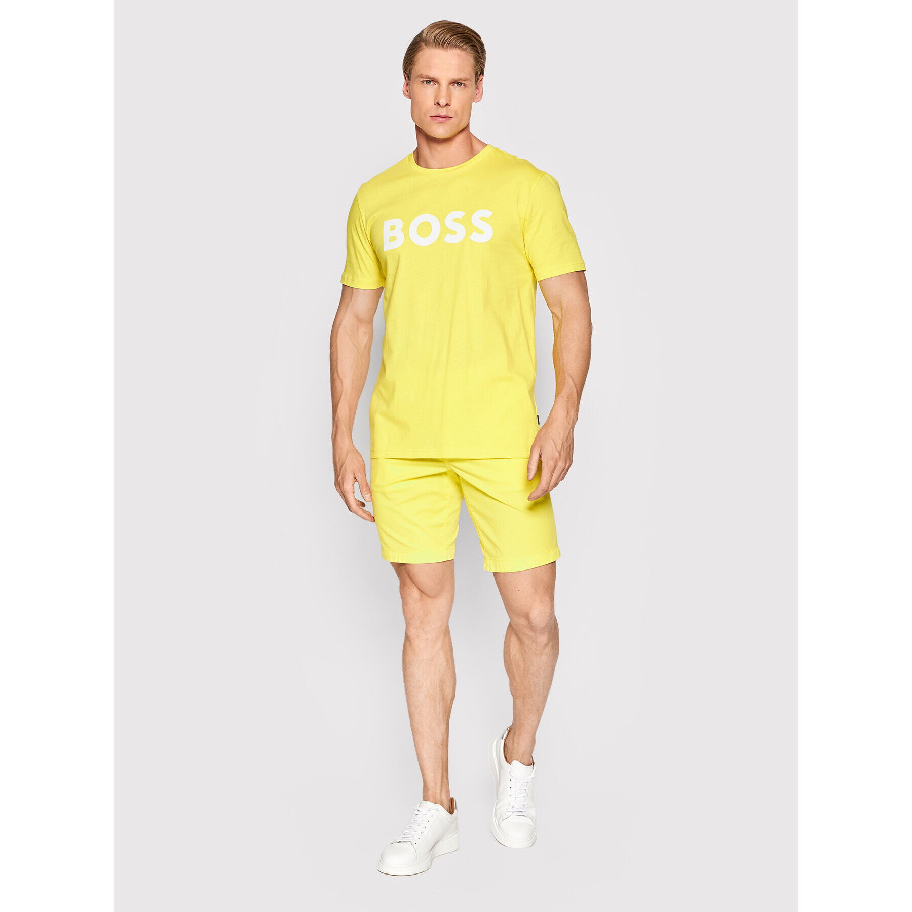 Boss Bavlnené šortky Schino 50467083 Žltá Slim Fit - Pepit.sk