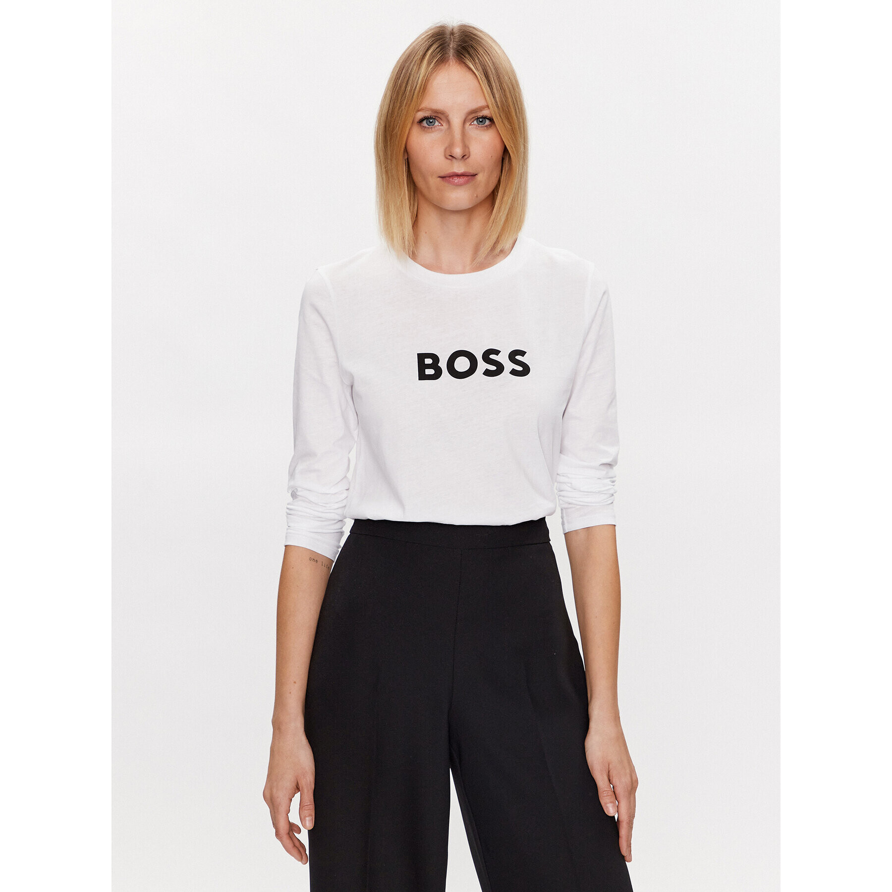 Boss Blúzka Logo 50489592 Biela Regular Fit - Pepit.sk