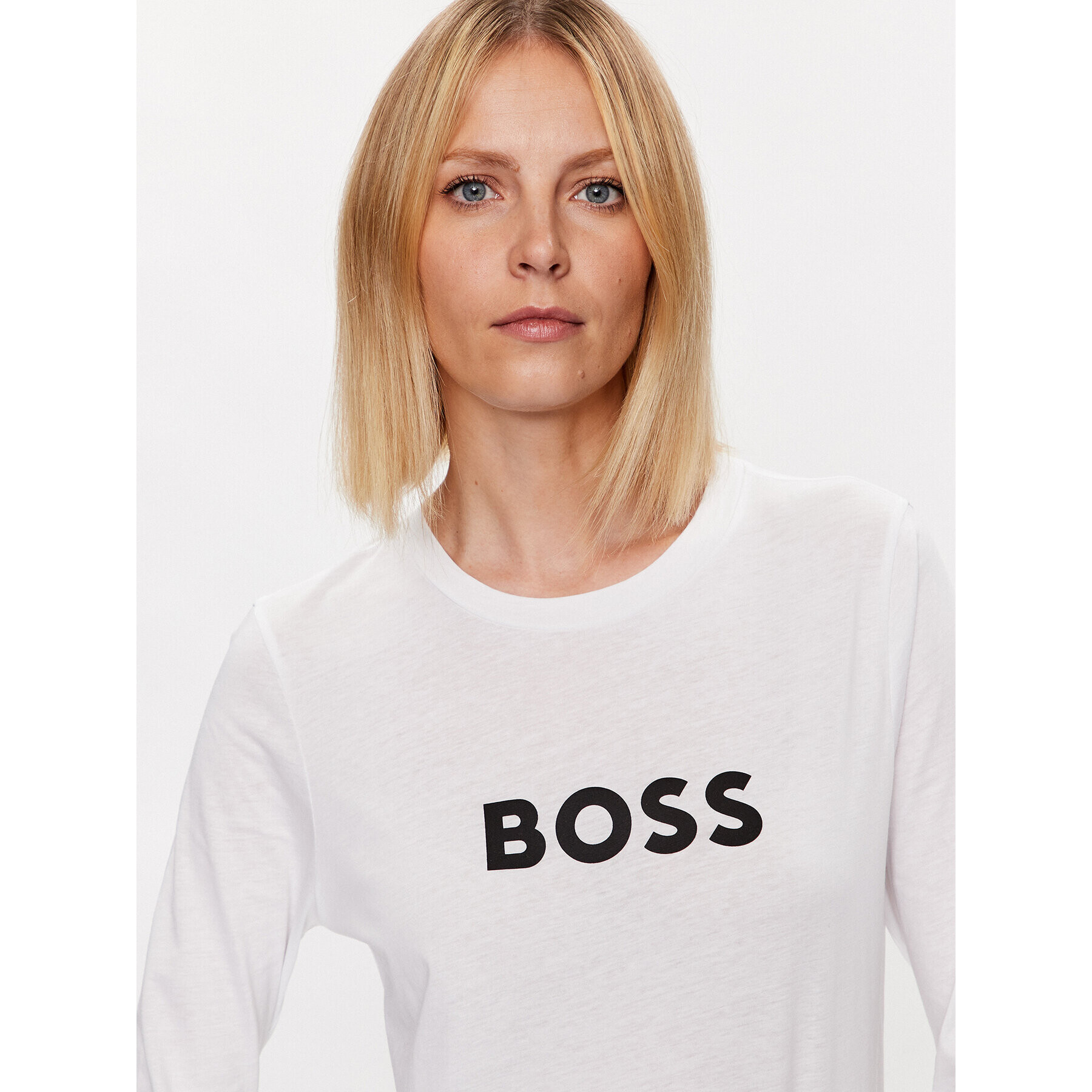 Boss Blúzka Logo 50489592 Biela Regular Fit - Pepit.sk