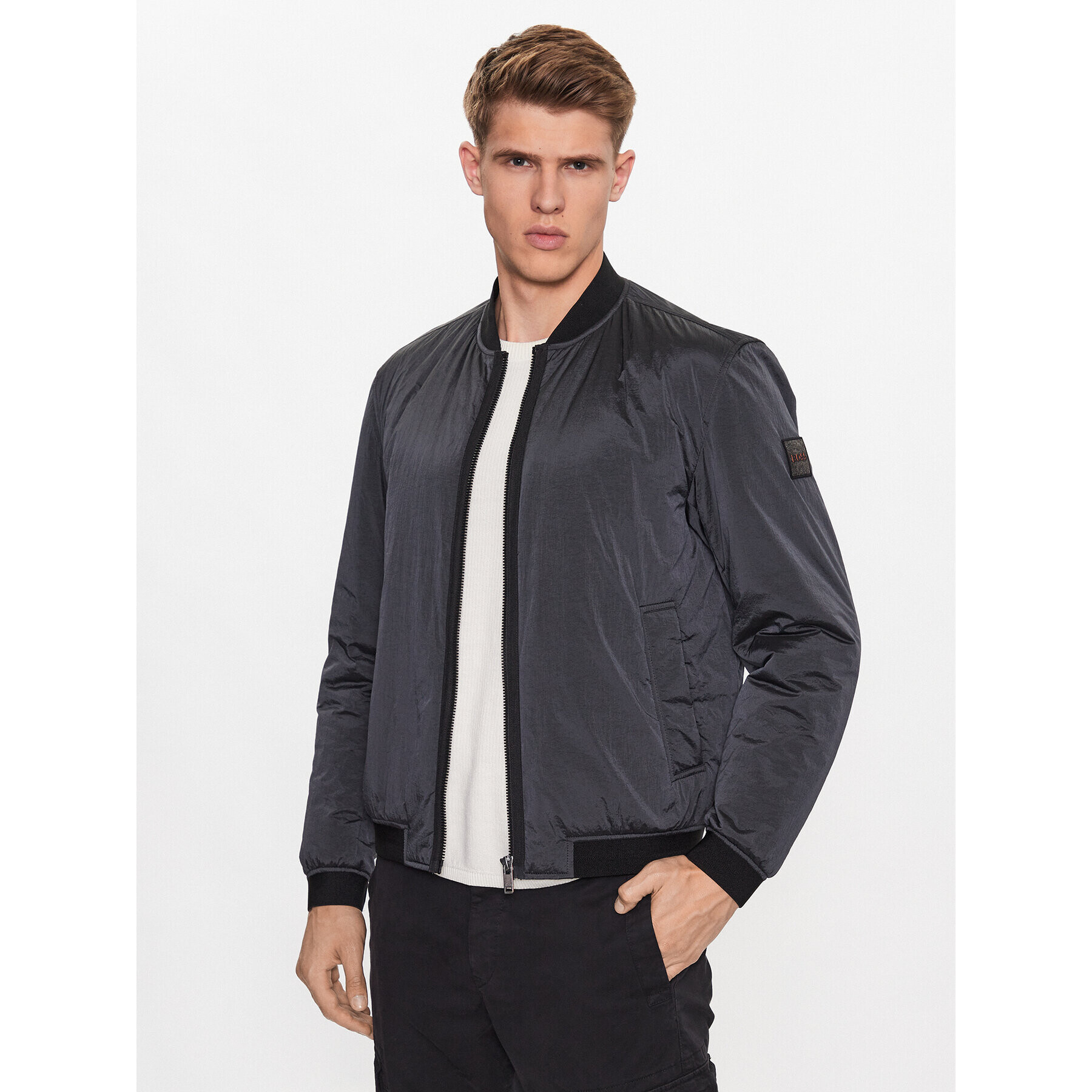 Boss Bundy bomber Overse 50496479 Sivá Regular Fit - Pepit.sk