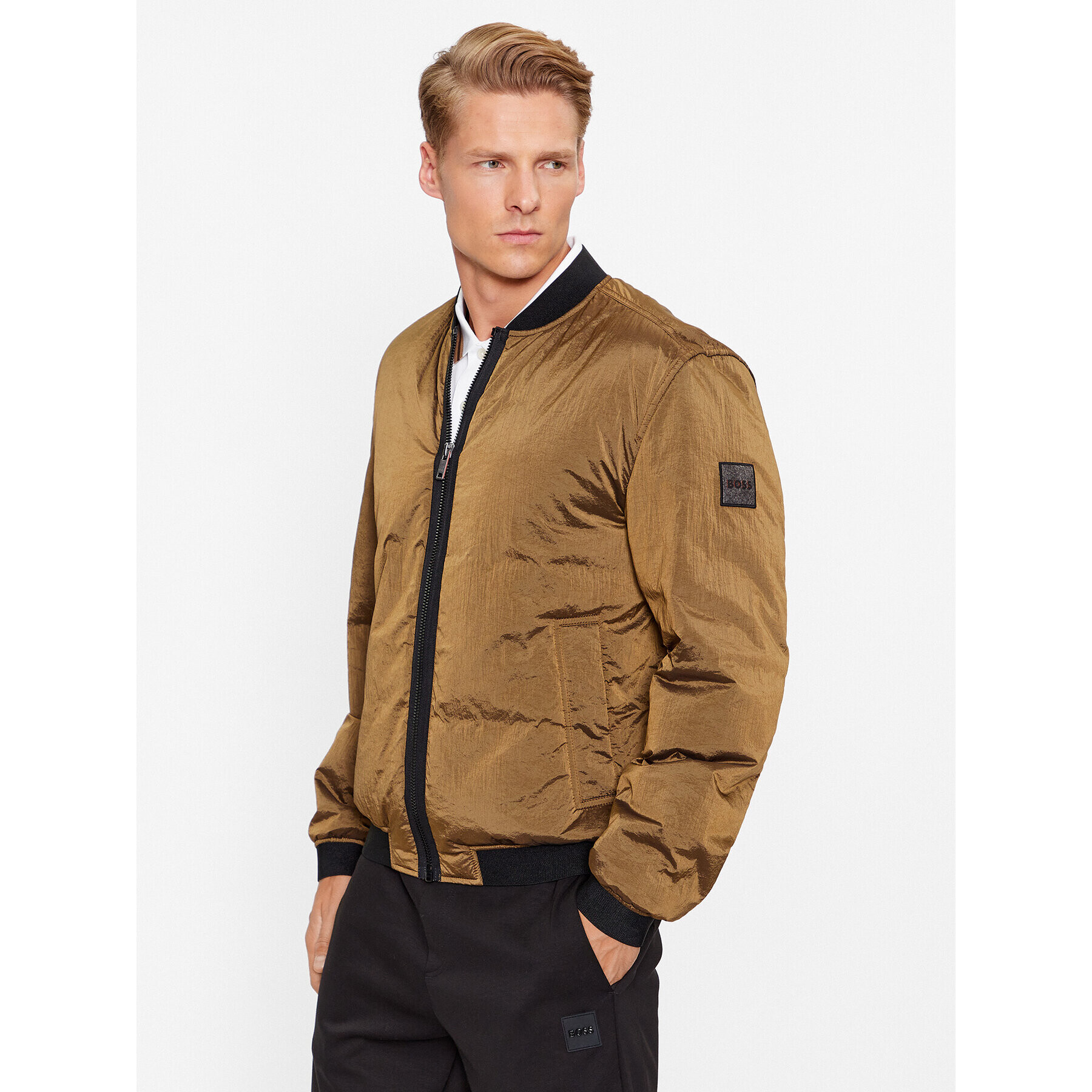 Boss Bundy bomber Overse 50496479 Hnedá Regular Fit - Pepit.sk