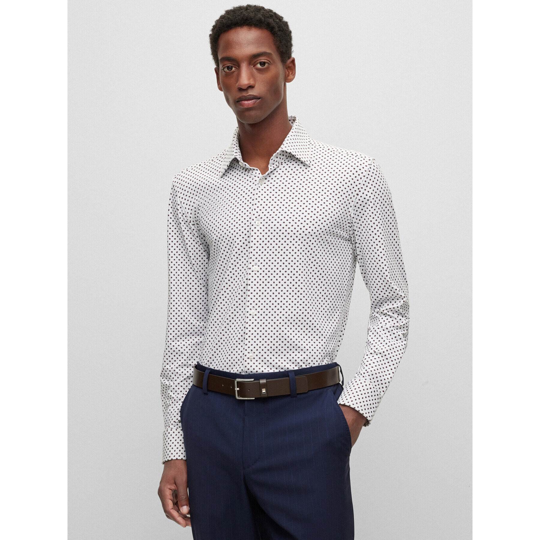 Boss Košeľa 50484265 Hnedá Slim Fit - Pepit.sk